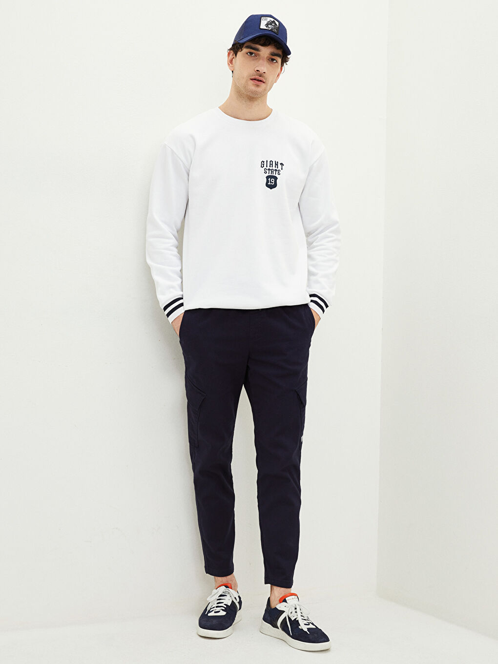 Lacivert Slim Fit Erkek Kargo Pantolon-2