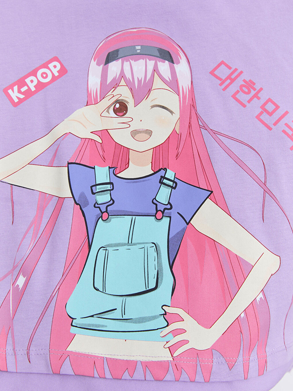 Crew Neck Printed Short Sleeve Cotton Girl T-shirt-2