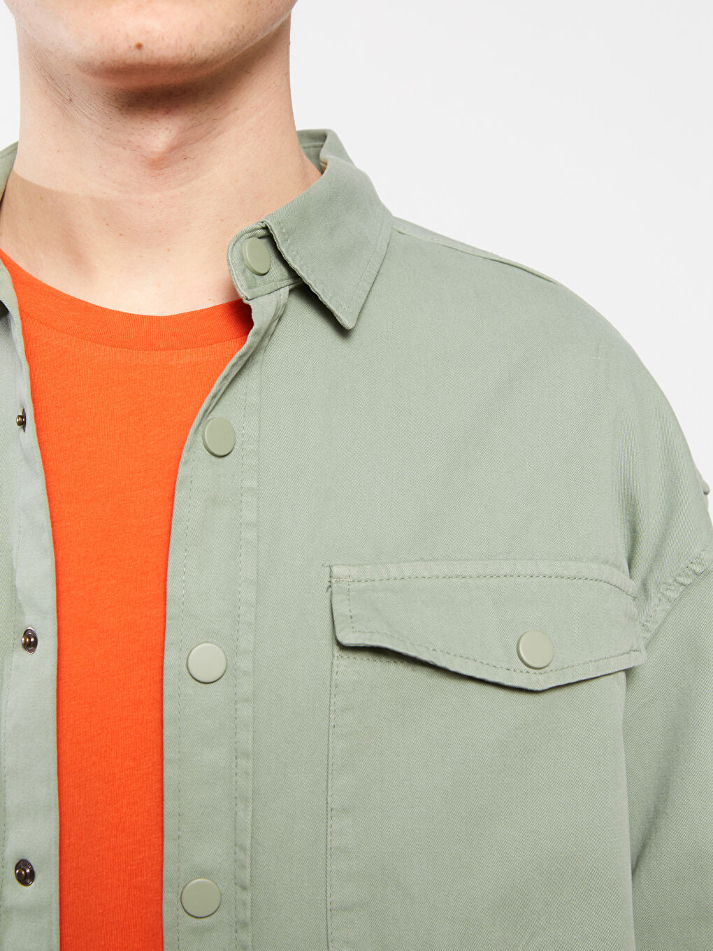 Chemise à Manches Longues en Gabardine Coupe Décontractée pour Hommes-4