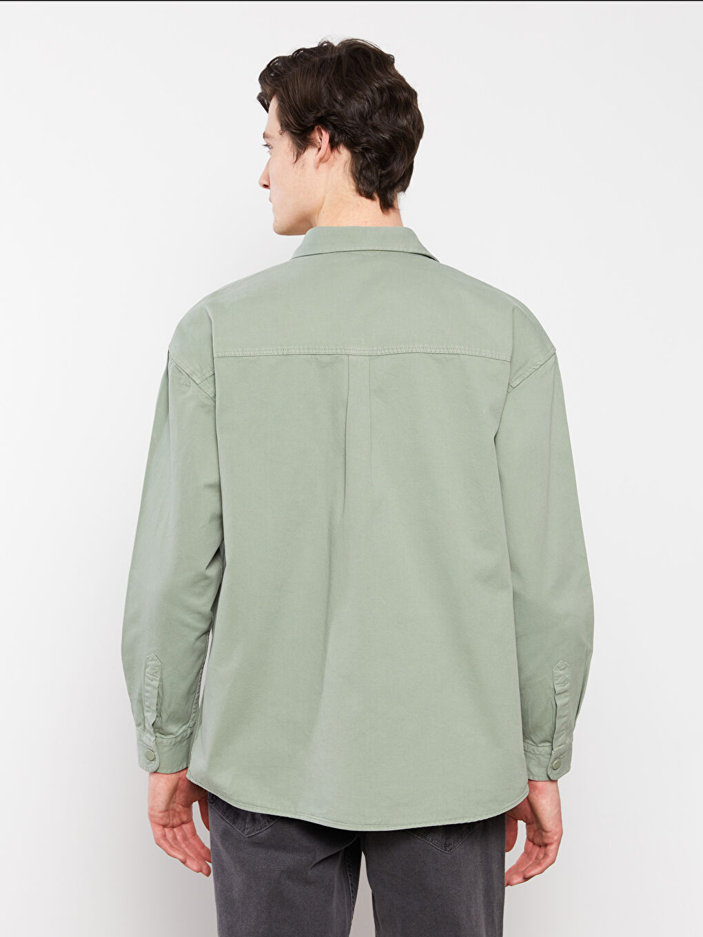 Chemise à Manches Longues en Gabardine Coupe Décontractée pour Hommes-5