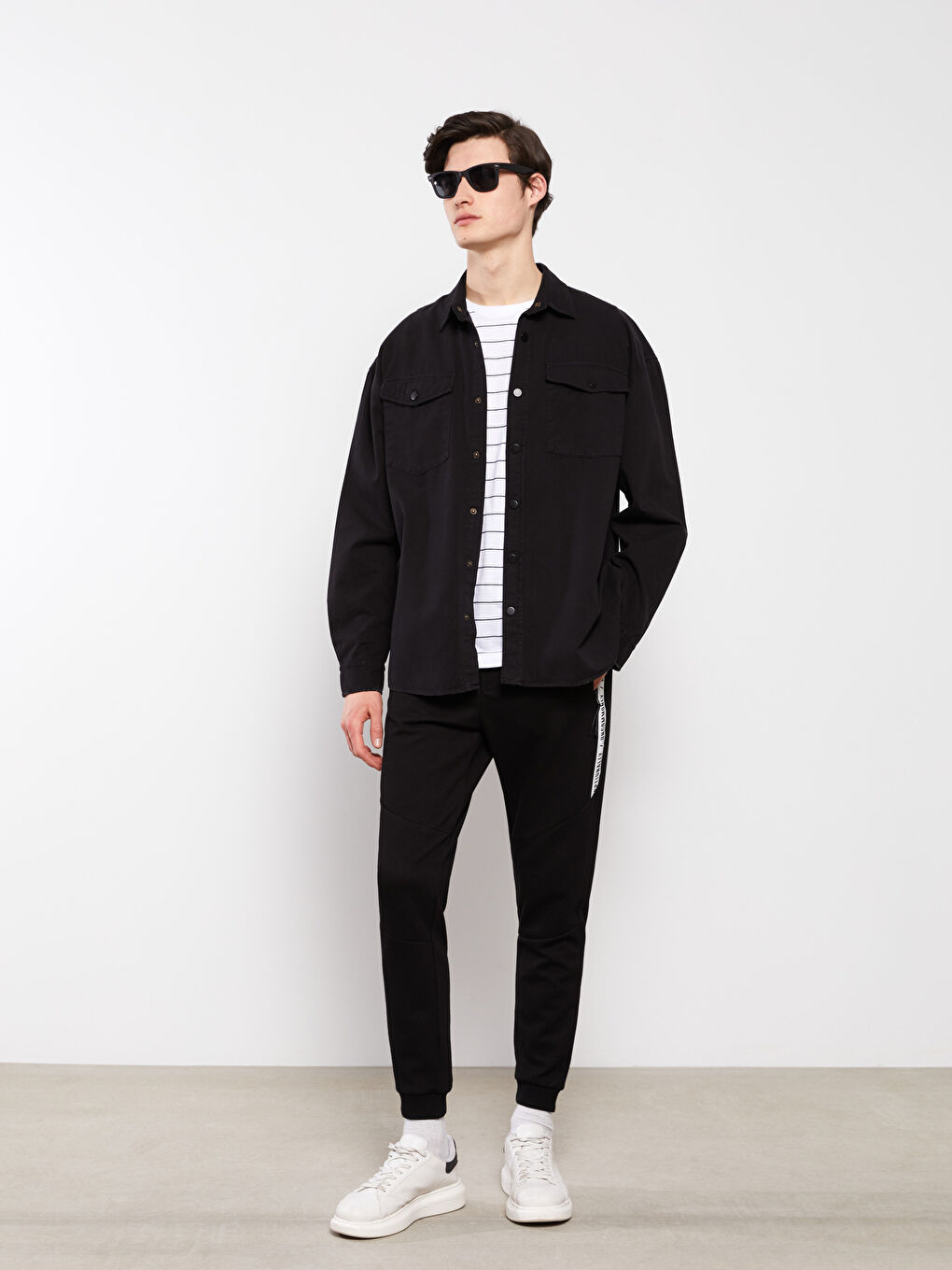 Relaxed Fit Long Sleeve Gabardine Men's Shirt