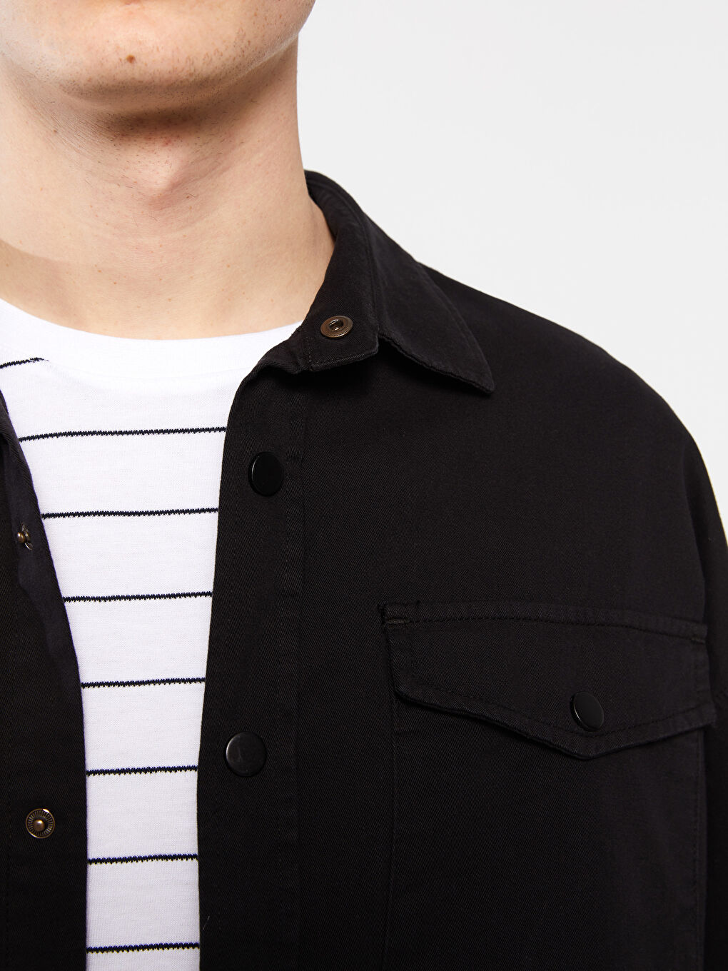 Relaxed Fit Long Sleeve Gabardine Men's Shirt-3