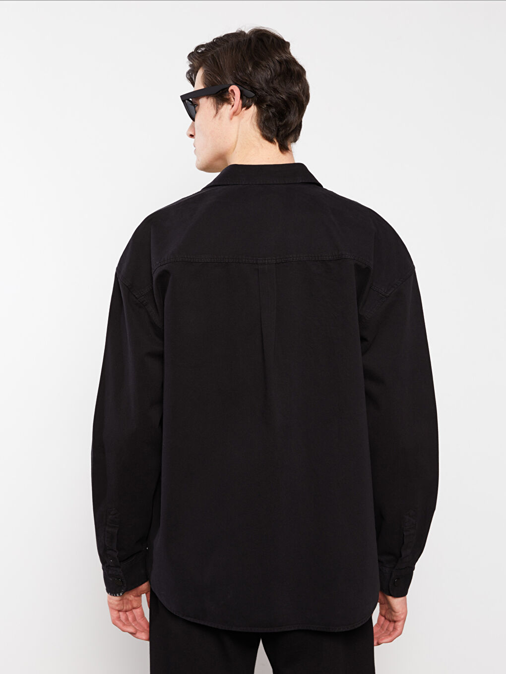 Relaxed Fit Long Sleeve Gabardine Men's Shirt-4