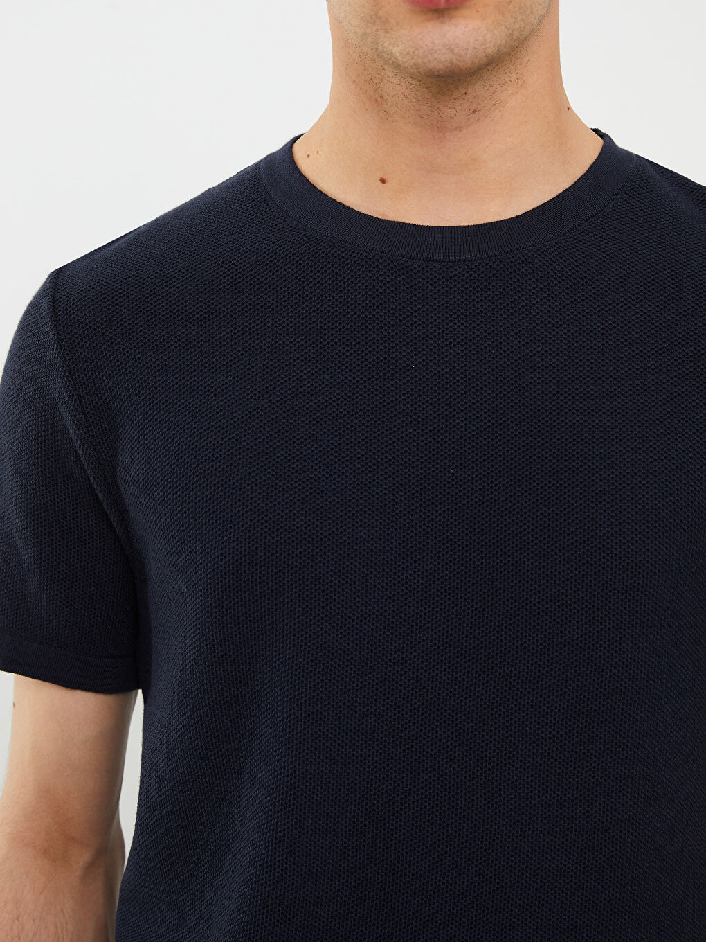 Crew Neck Short Sleeve Men's Knitwear Sweater-3