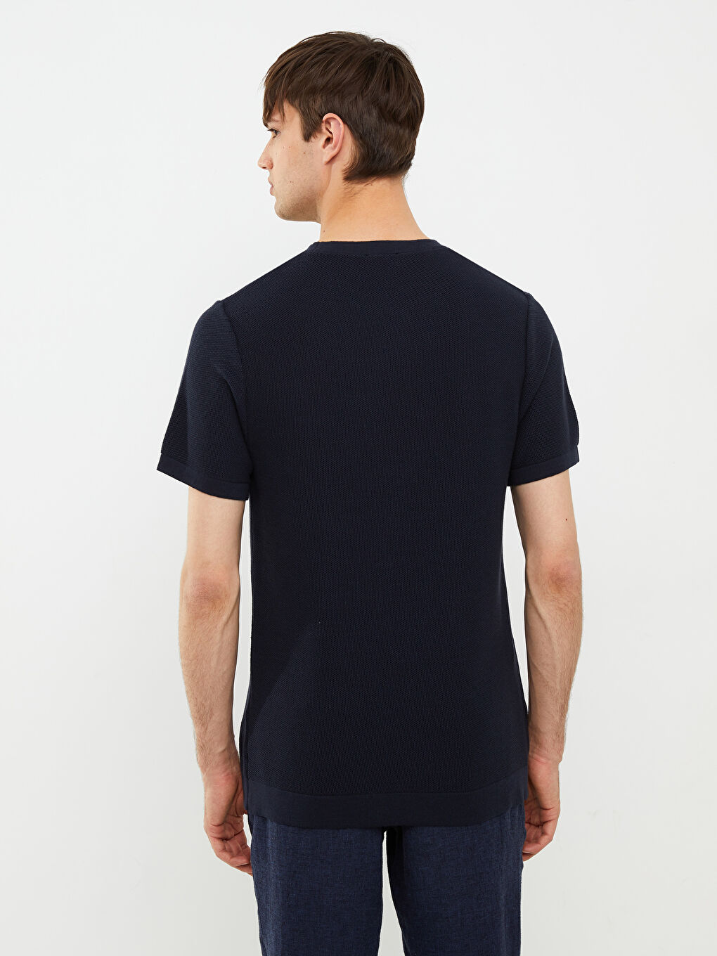 Crew Neck Short Sleeve Men's Knitwear Sweater-4