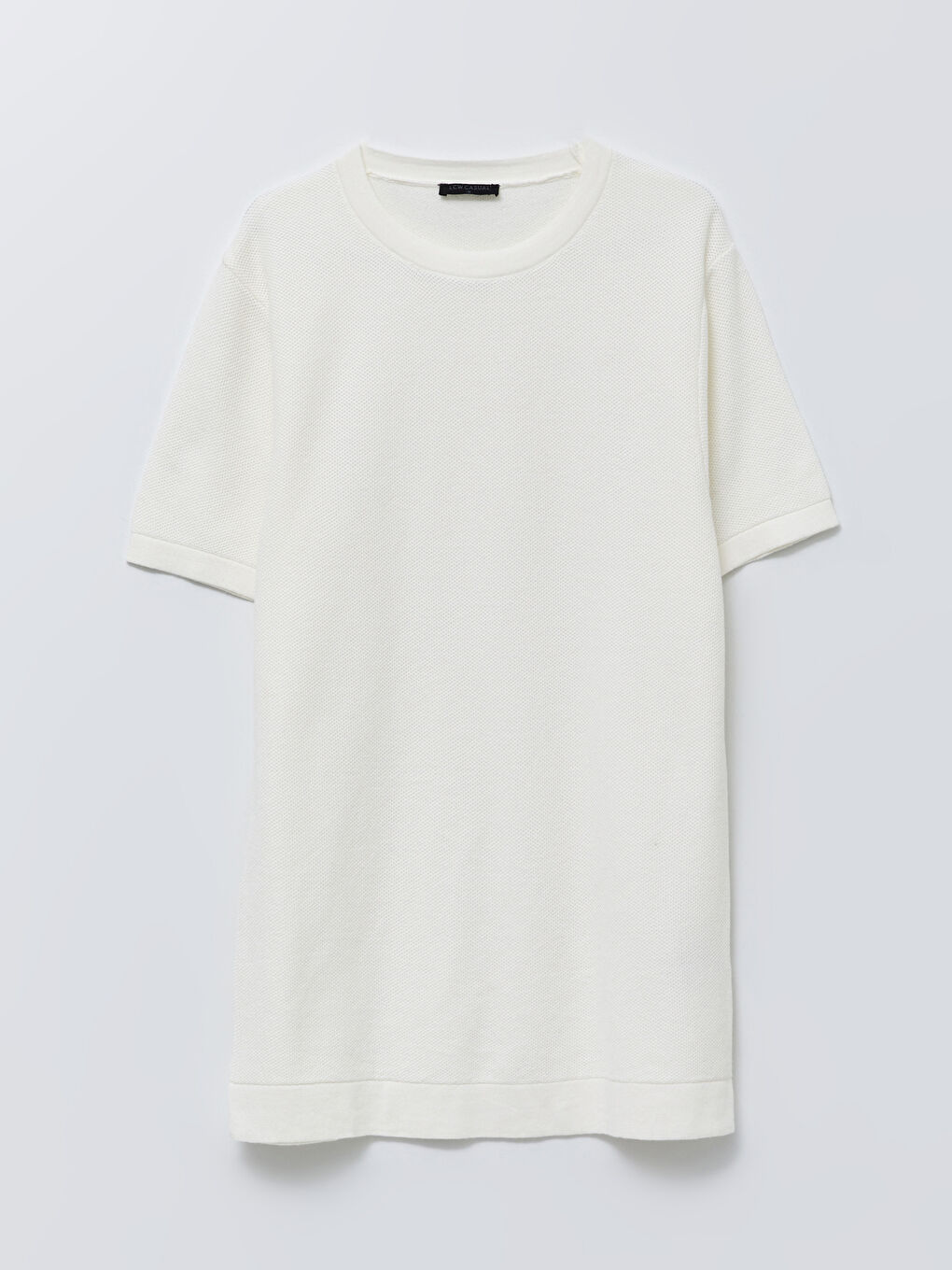 Ekru Bisiklet Yaka Kısa Kollu Erkek Triko Kazak-5