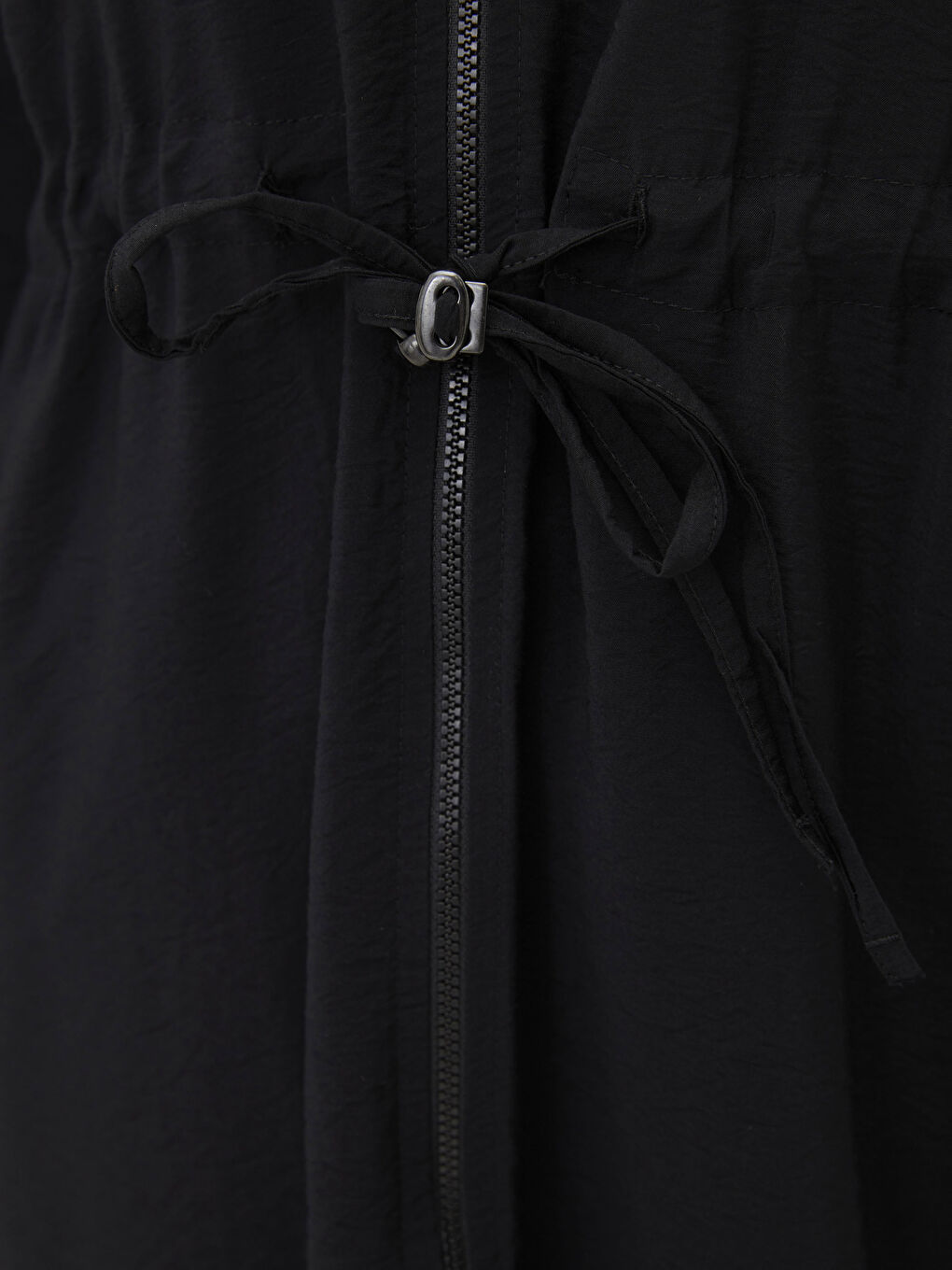 Siyah Kapüşonlu Düz Uzun Kollu Kadın Tunik-3