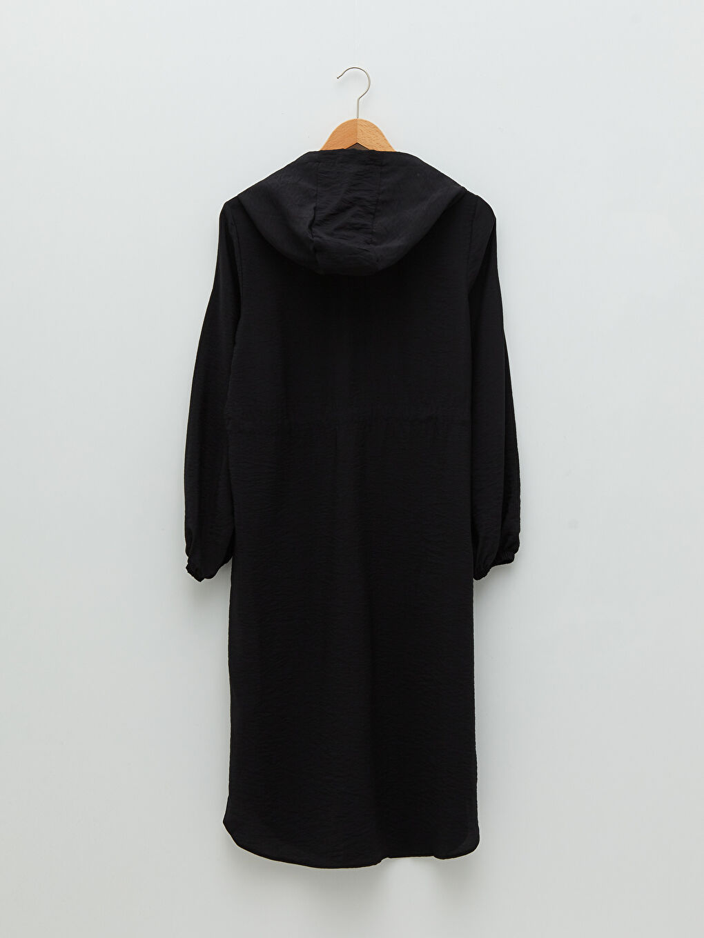 Siyah Kapüşonlu Düz Uzun Kollu Kadın Tunik-6