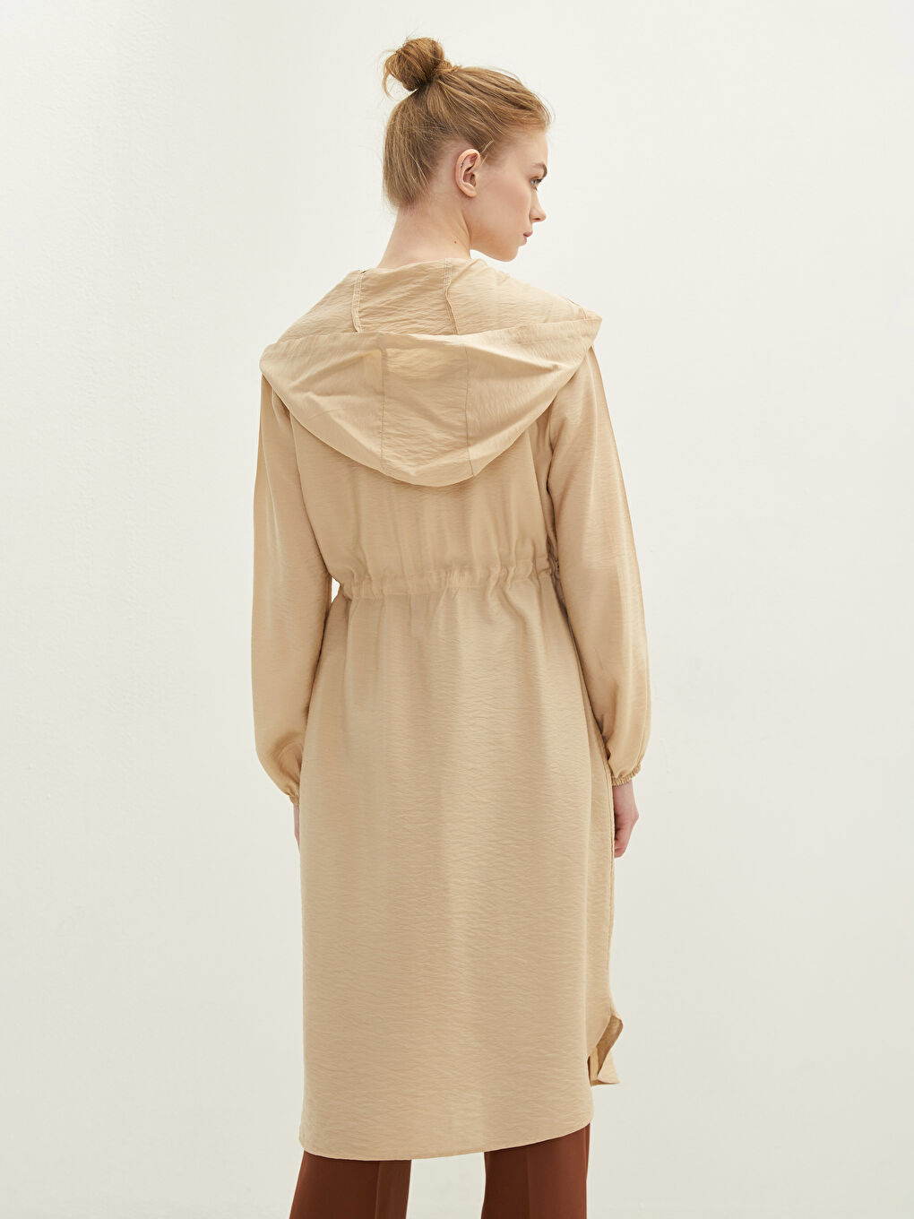 Tunică pentru Femei cu Glugă, Simplă, Mânecă Lungă-3