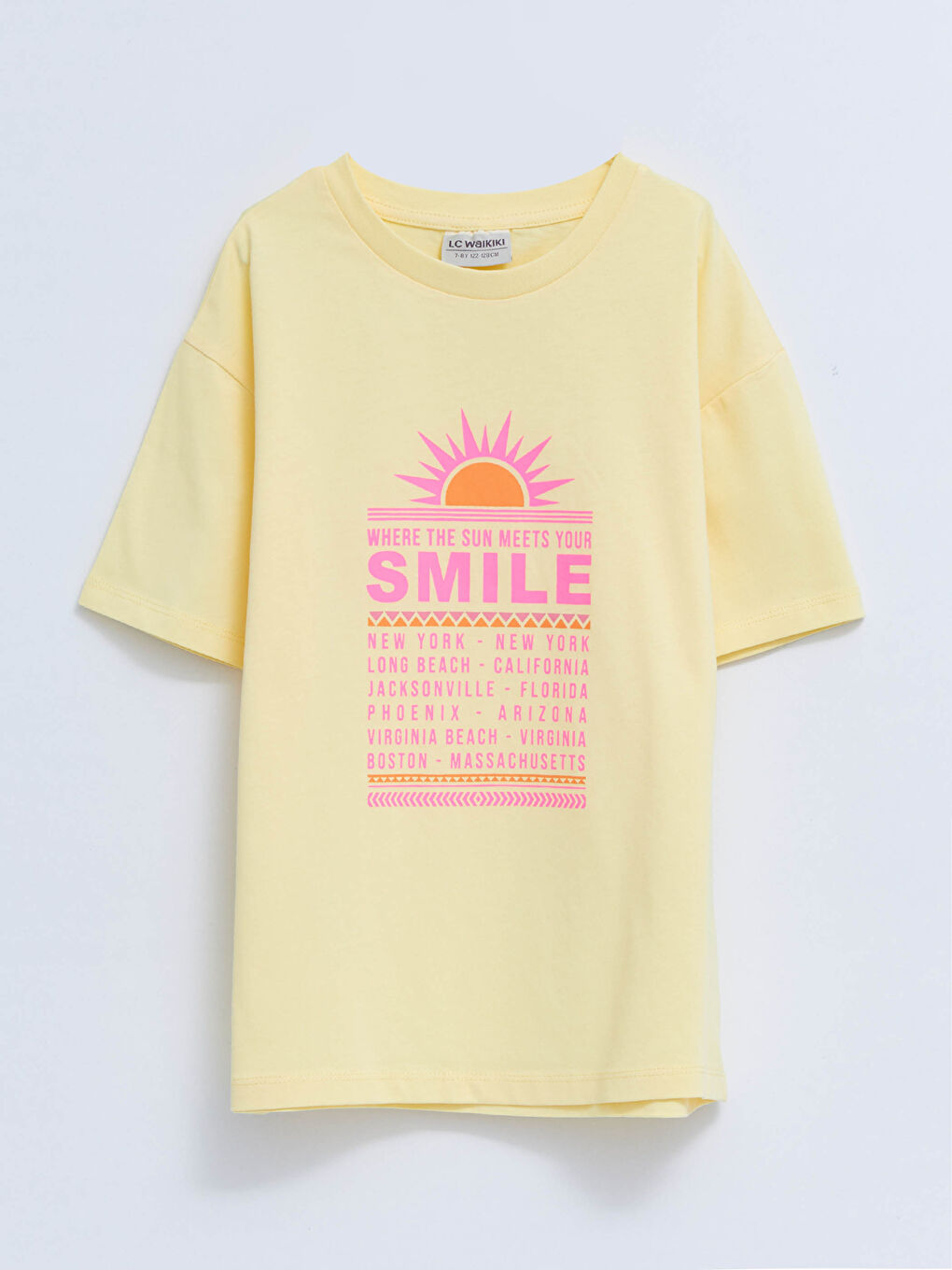 Crew Neck Printed Short Sleeve Cotton Girl T-shirt
