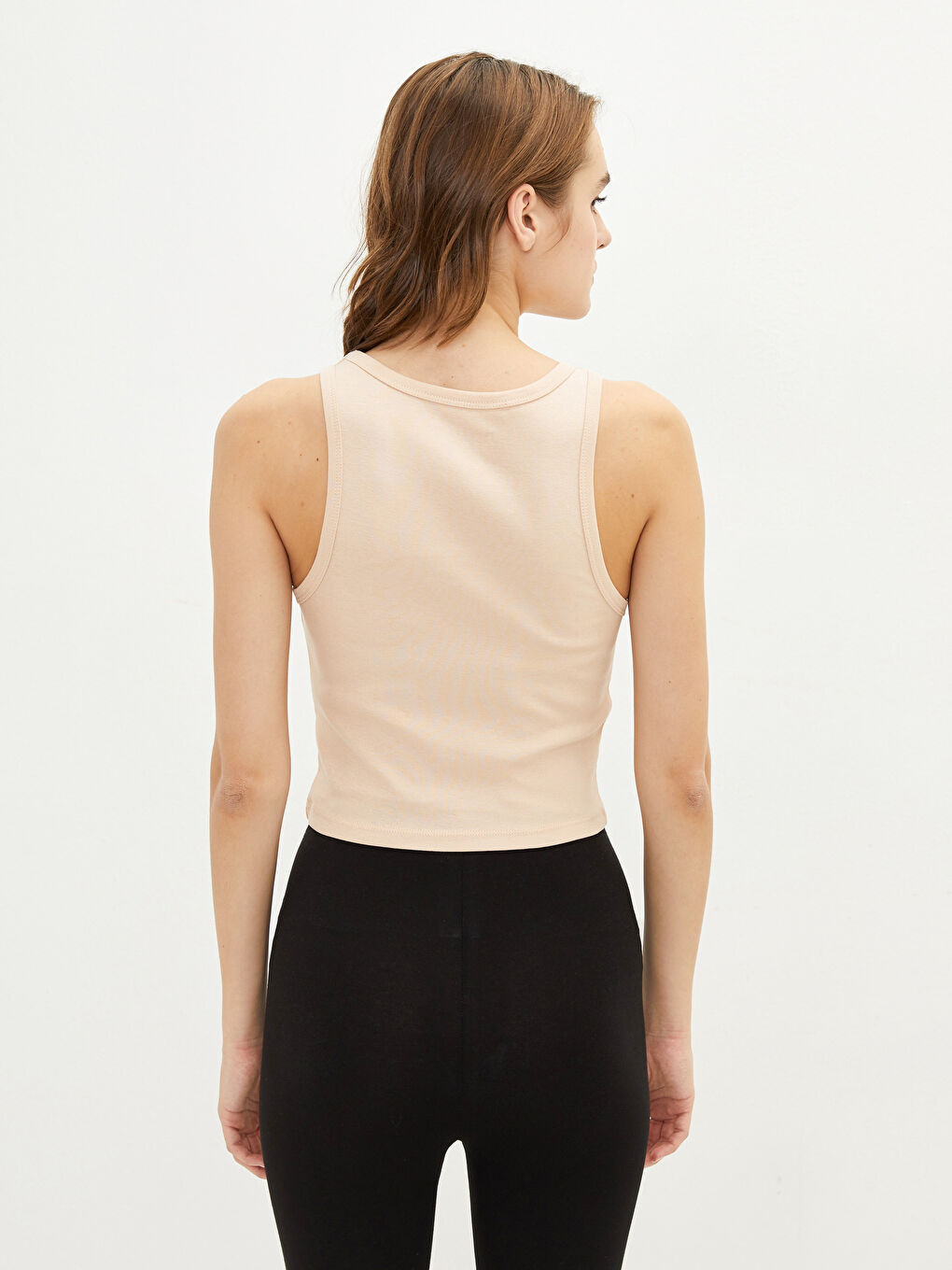 Bej Kadın U Yaka Düz Atlet-3