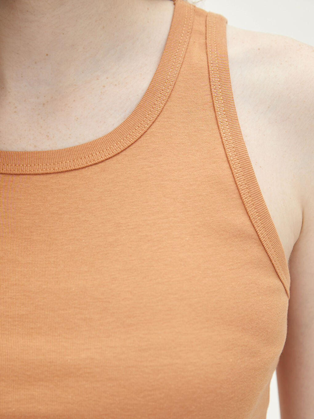 Turuncu Kadın U Yaka Düz Atlet-3