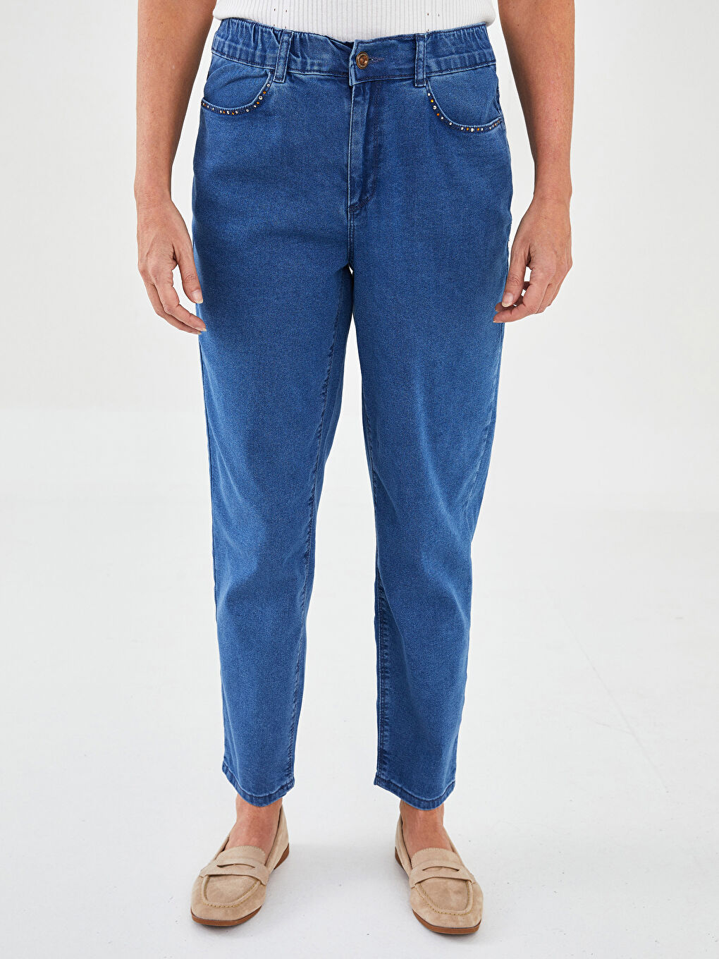 LC Waikiki Elastični struk Merkur usko krojene ravne džepne detaljne ženske farmerke pantalone -S2CL35Z8-563