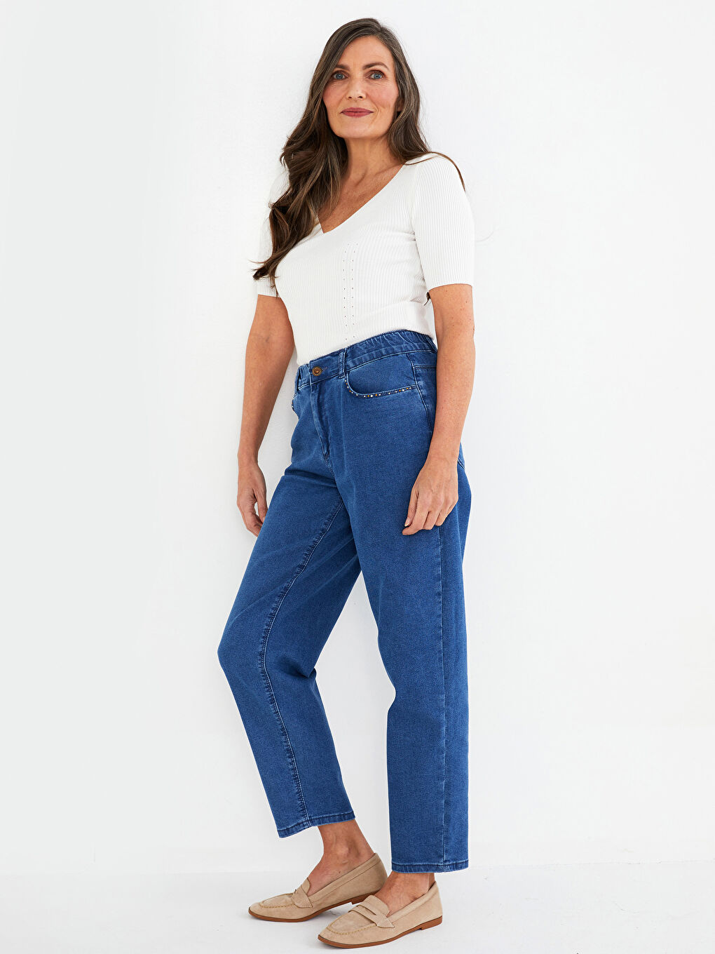 LC Waikiki Elastični struk Merkur usko krojene ravne džepne detaljne ženske farmerke pantalone -S2CL35Z8-563