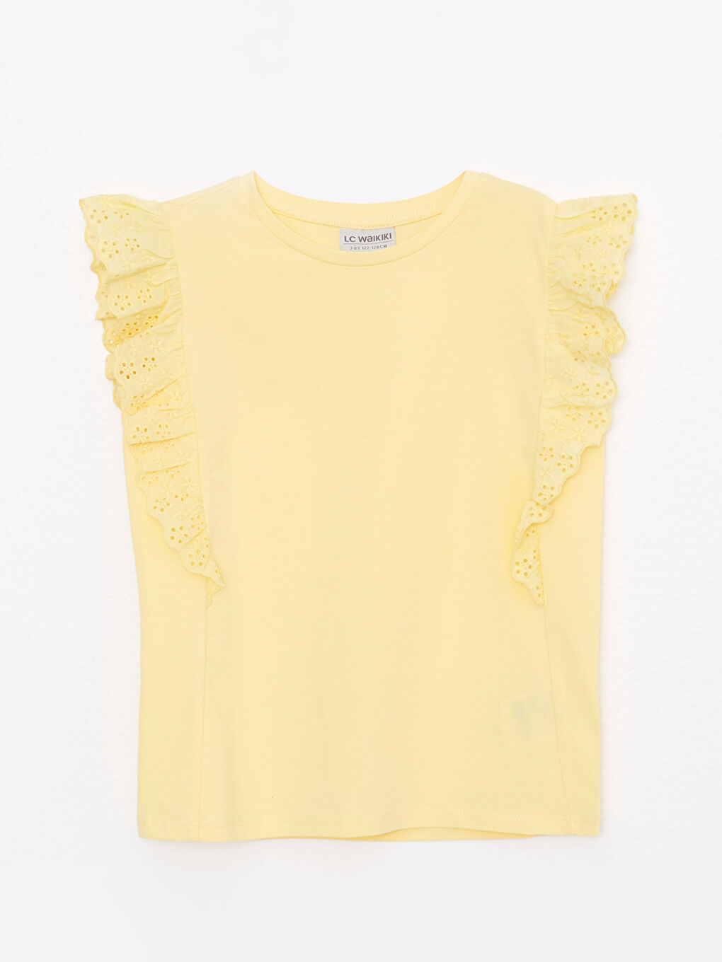 Sarı Bisiklet Yaka Basic Kısa Kollu Kız Çocuk Bluz