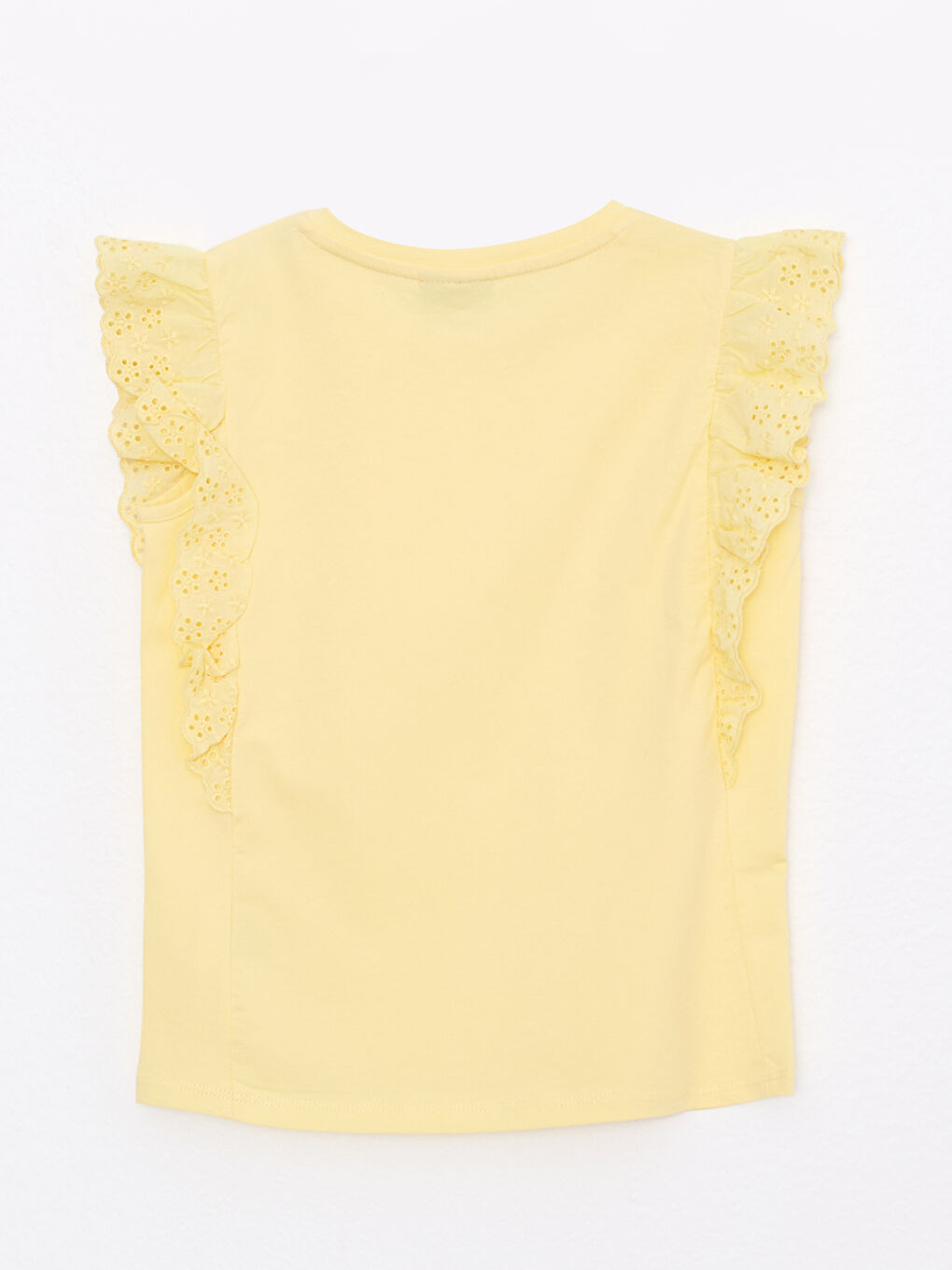 Sarı Bisiklet Yaka Basic Kısa Kollu Kız Çocuk Bluz-1