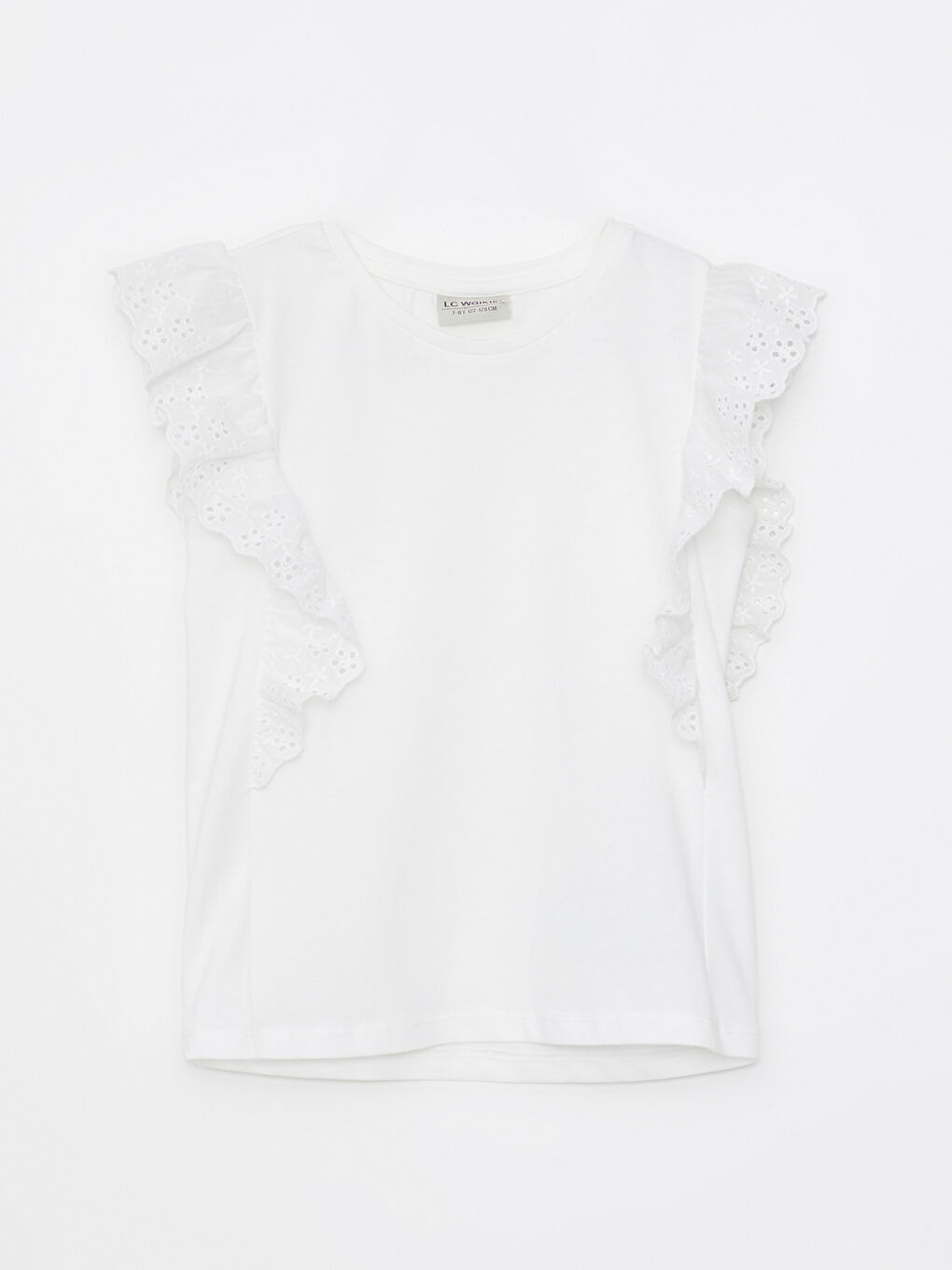 Ekru Bisiklet Yaka Basic Kısa Kollu Kız Çocuk Bluz