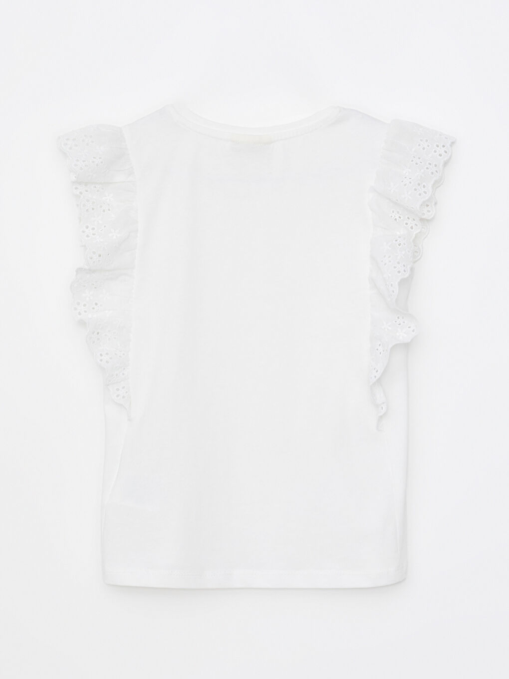 Ekru Bisiklet Yaka Basic Kısa Kollu Kız Çocuk Bluz-1