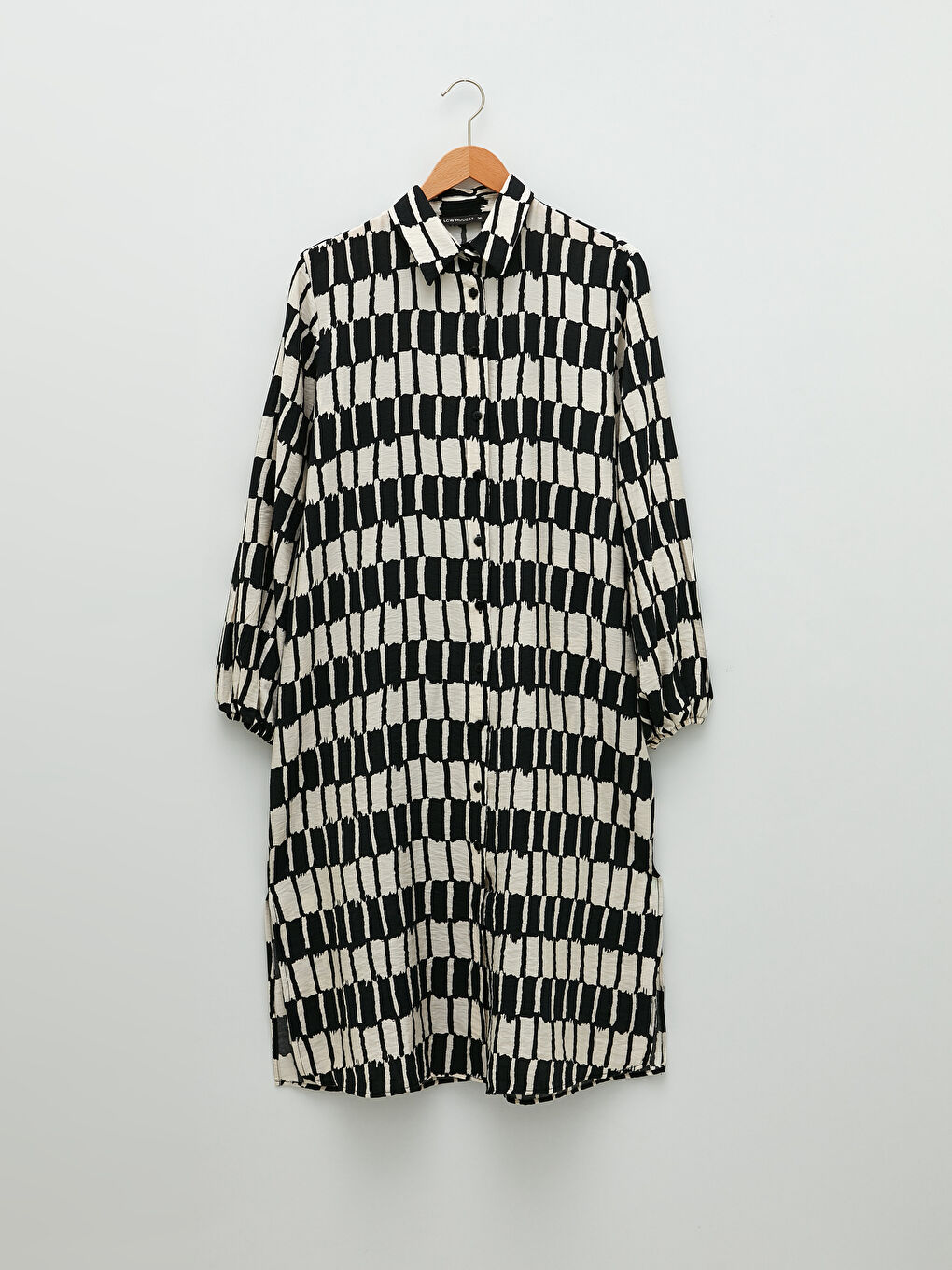 Siyah Desenli Kadın Gömlek Tunik-5