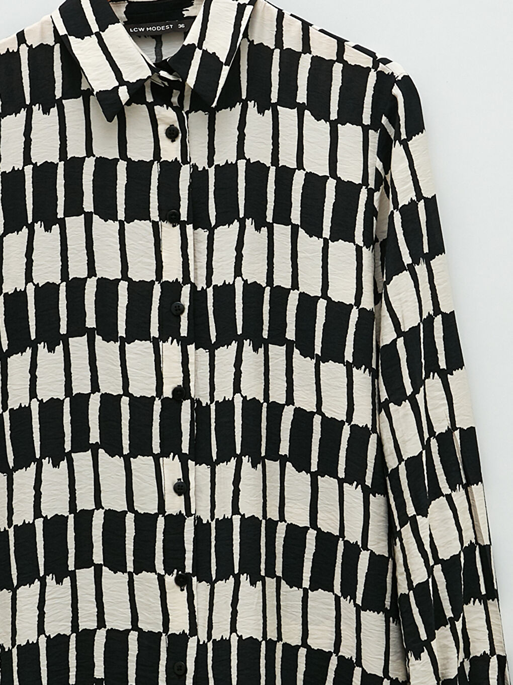 Siyah Desenli Kadın Gömlek Tunik-7