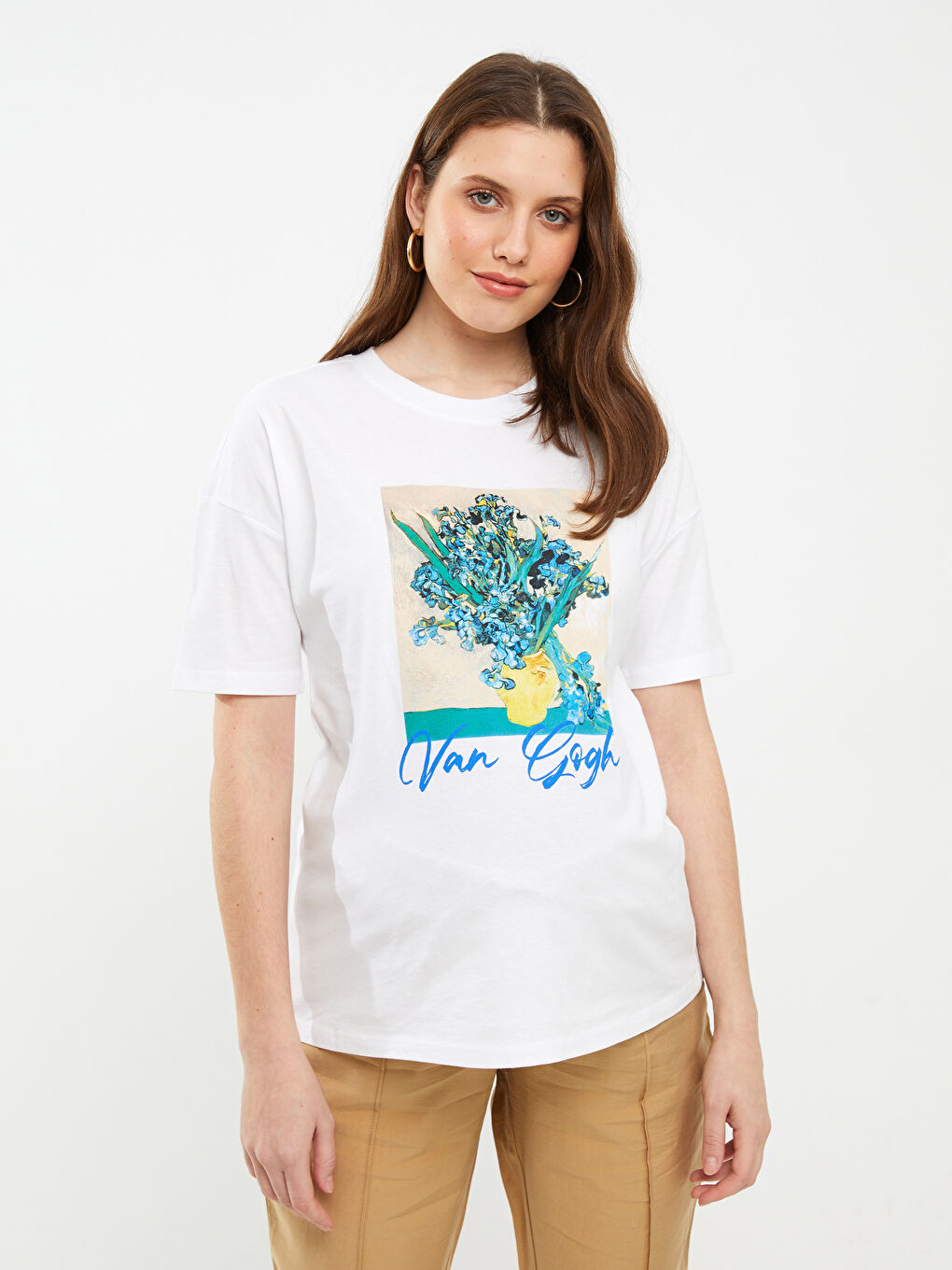 LCWAIKIKI Maternity Crew Neck Vincent Van Gogh Printed Short Sleeve Cotton Maternity T-Shirt -S2CL46Z8-E5X