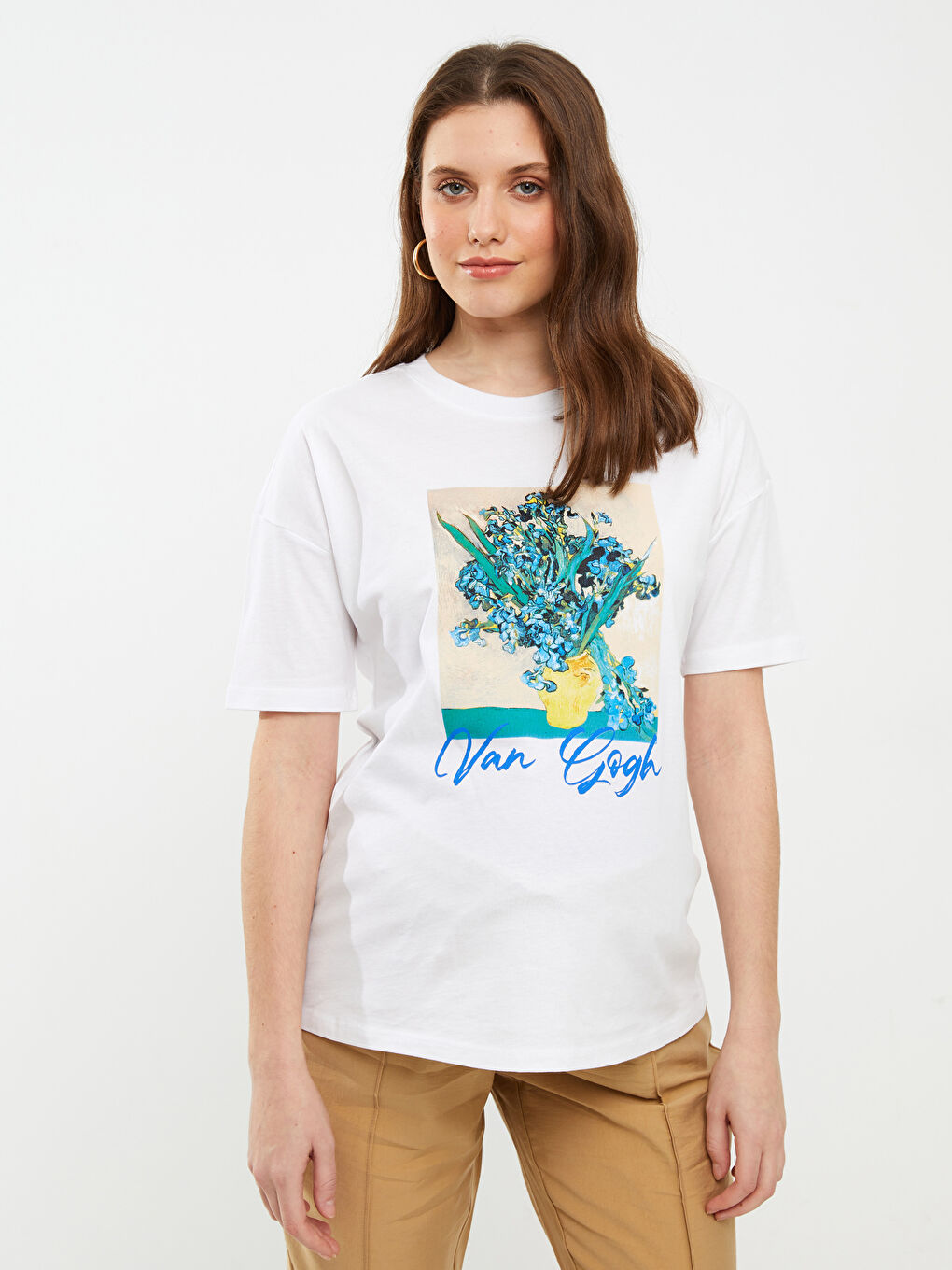 LCWAIKIKI Maternity Crew Neck Vincent Van Gogh Printed Short Sleeve Cotton Maternity T-Shirt -S2CL46Z8-E5X