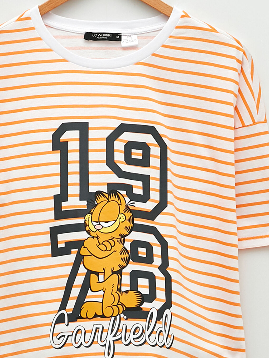 Crew Neck Garfield Printed Short Sleeve Cotton Maternity T-Shirt -S2CL47Z8-LGU