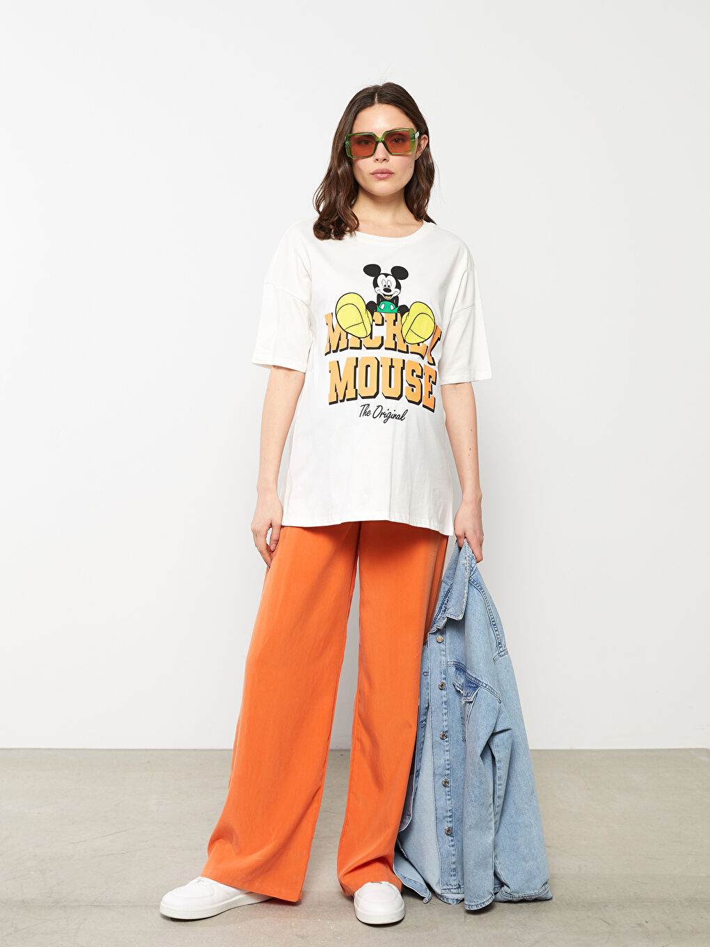Crew Neck Mickey Mouse Printed Short Sleeve Cotton Maternity T-Shirt