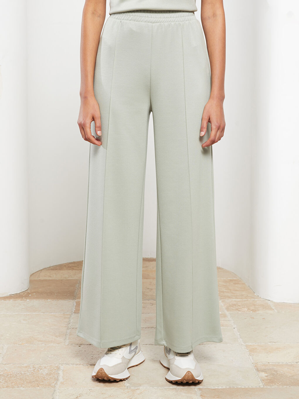 әйелдерге арналған серпімді белдік өрнексіз спорттық шалбар-2