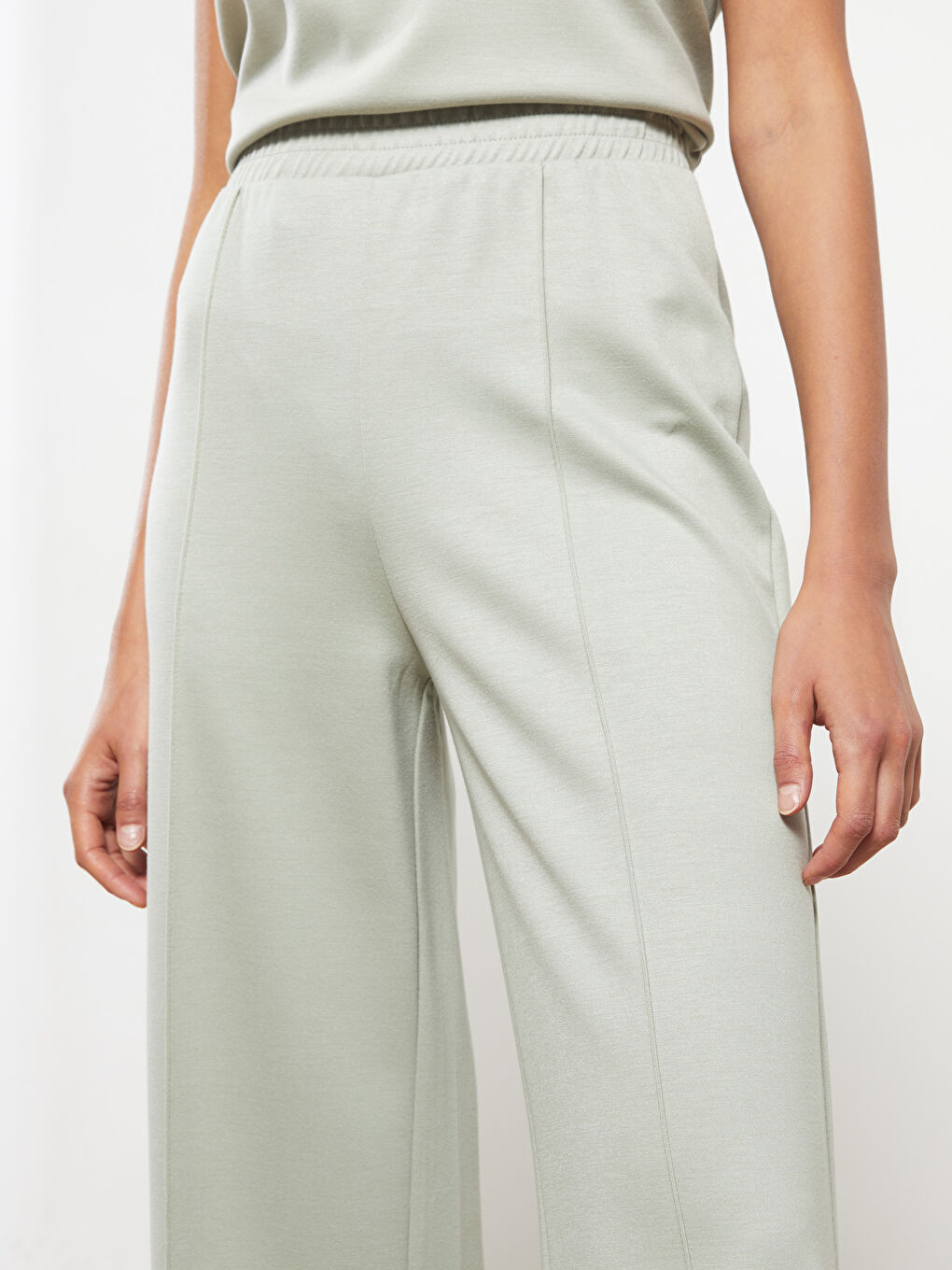 әйелдерге арналған серпімді белдік өрнексіз спорттық шалбар-3