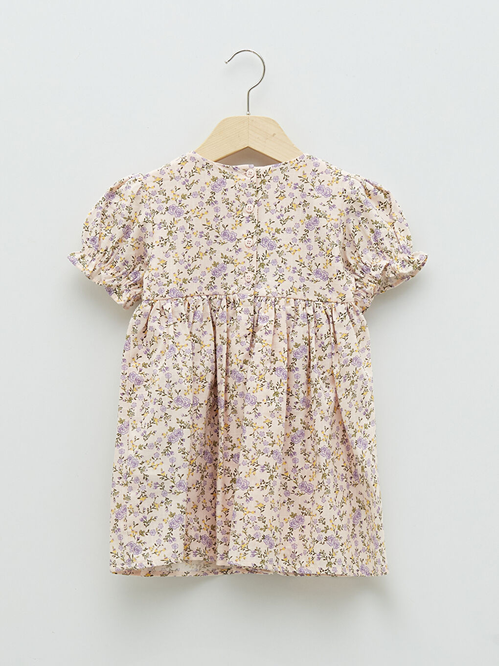 Crew Neck Short Sleeve Printed Cotton Baby Girl Dress-5