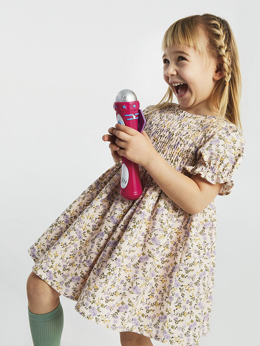 Crew Neck Short Sleeve Printed Cotton Baby Girl Dress-2