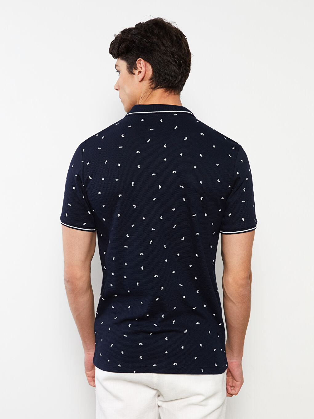 Polo Neck Short Sleeve Patterned Pique Men's T-Shirt -S2CM05Z8-RFH