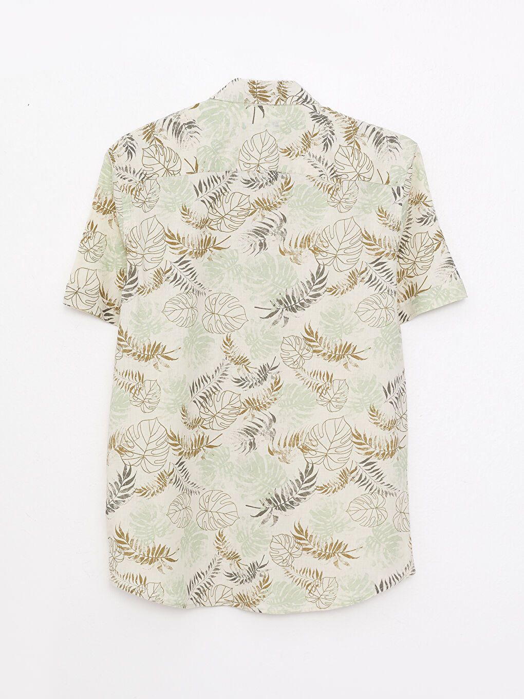 قميص بوبلين منقوش كم قصير بقصة عادية للرجال-6