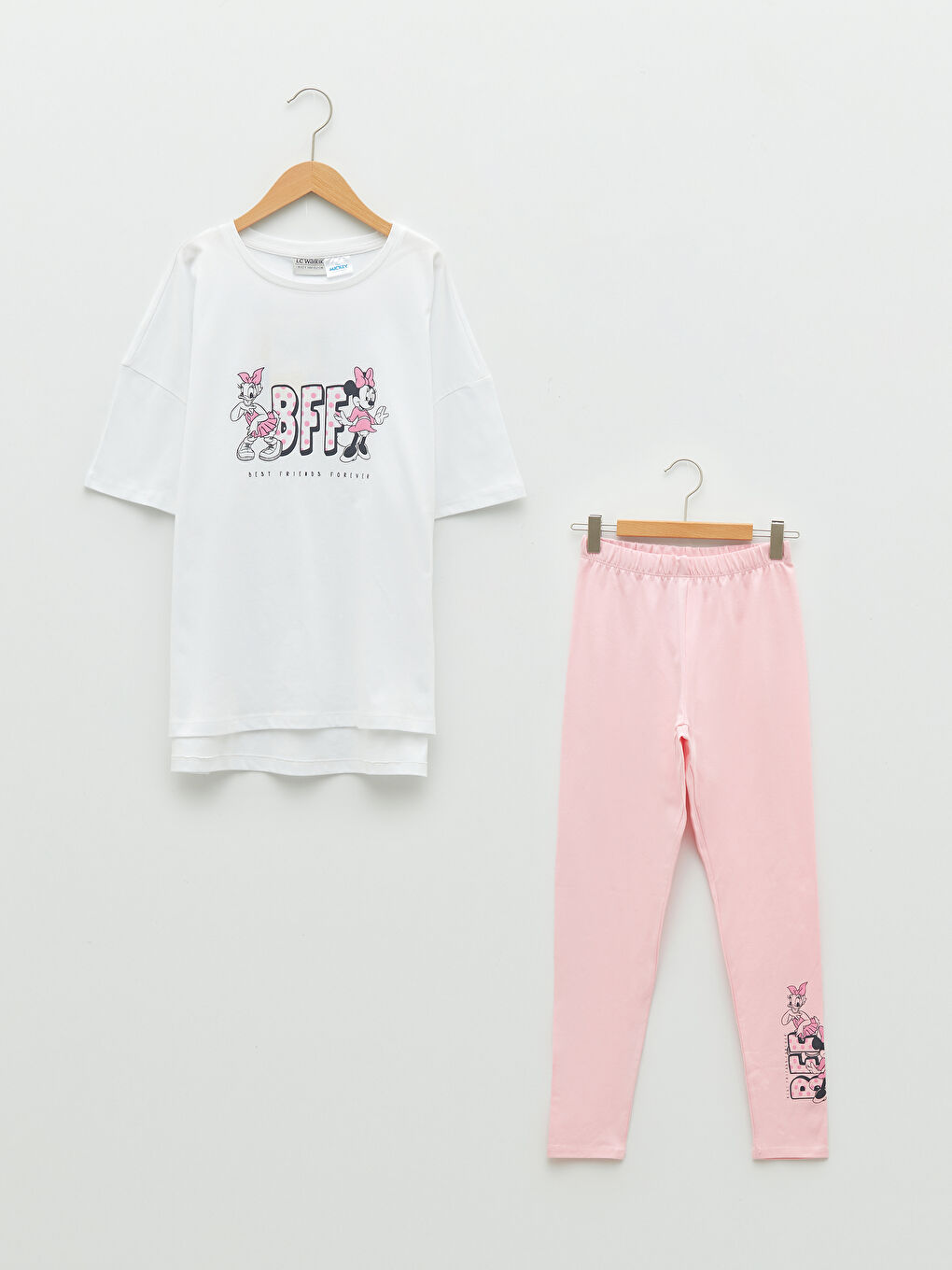 Футболка с круглым вырезом и принтом Минни Маус и Дейзи Дак с коротким рукавом и леггинсы для девочек