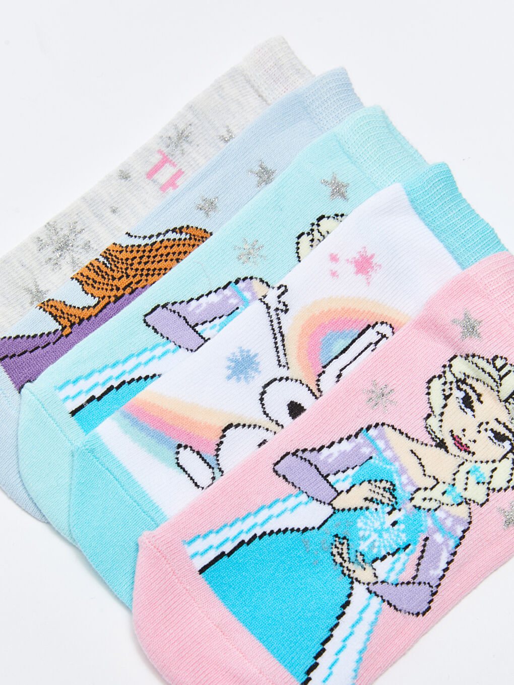 Yeşil Frozen Desenli Kız Çocuk Patik Çorap 5'li-3