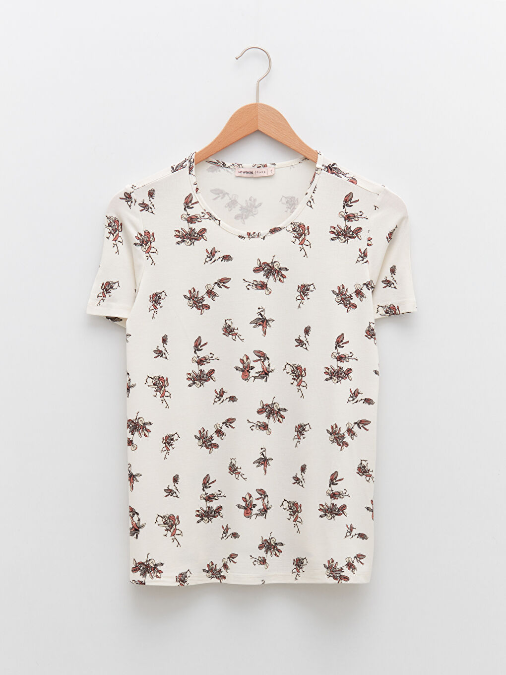 Crew Neck Floral Short Sleeve Women's T-Shirt-5