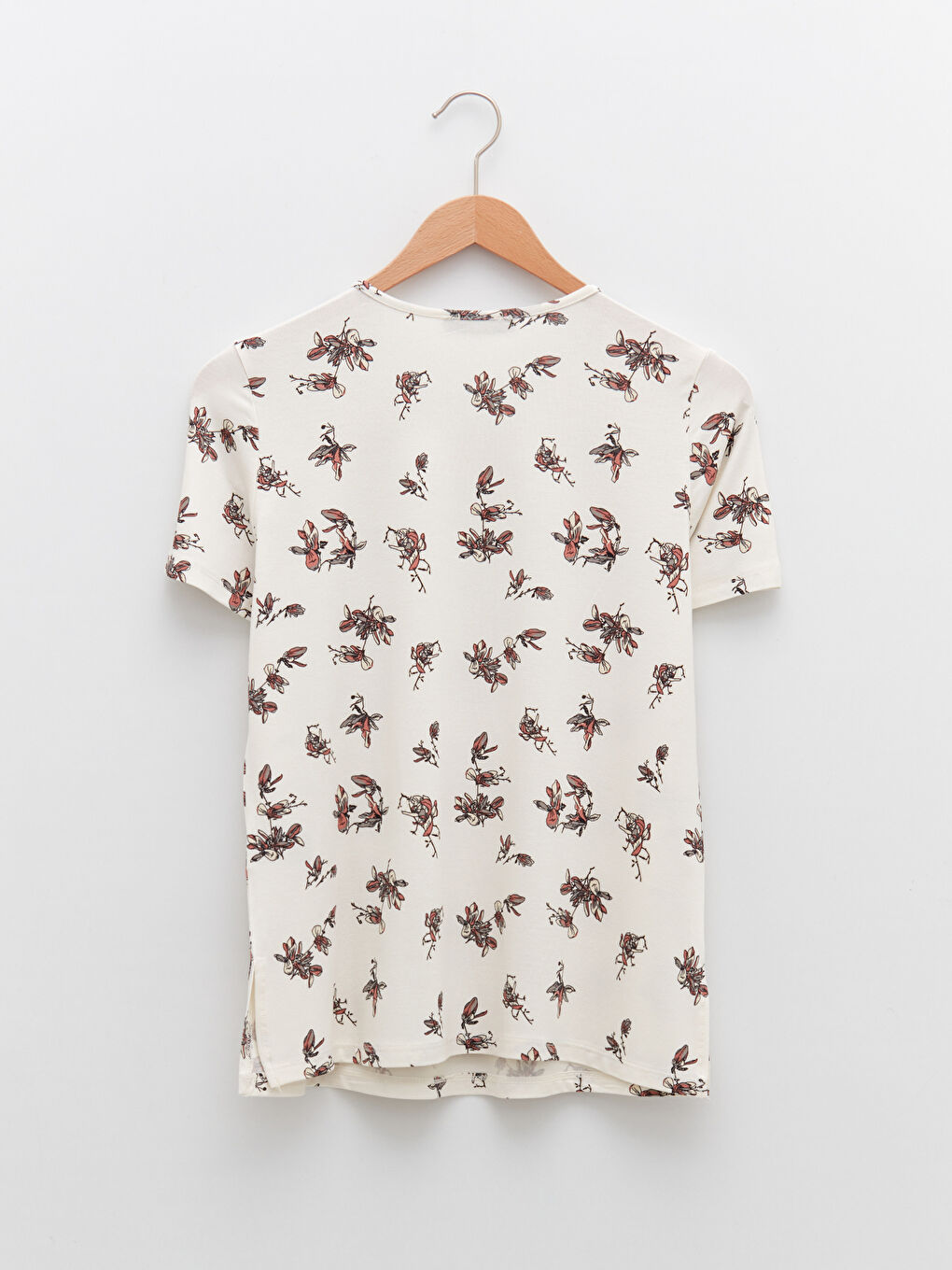 Crew Neck Floral Short Sleeve Women's T-Shirt-6