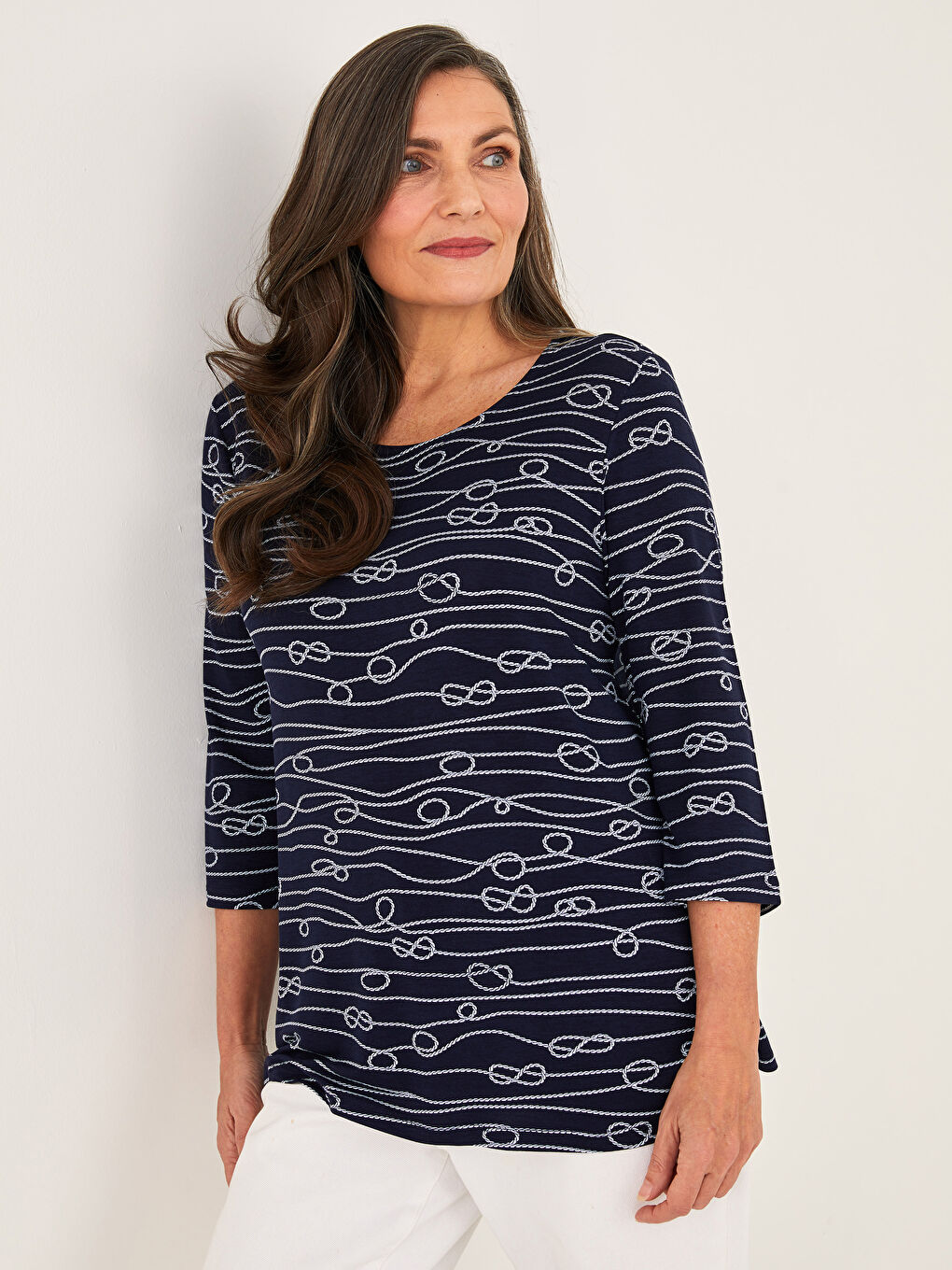 Tricou din Bumbac Pieptănat cu Model Guler Rotund pentru Femei