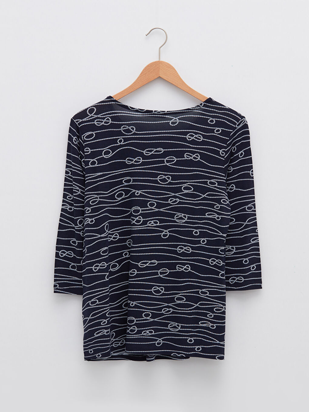 Tricou din Bumbac Pieptănat cu Model Guler Rotund pentru Femei-6