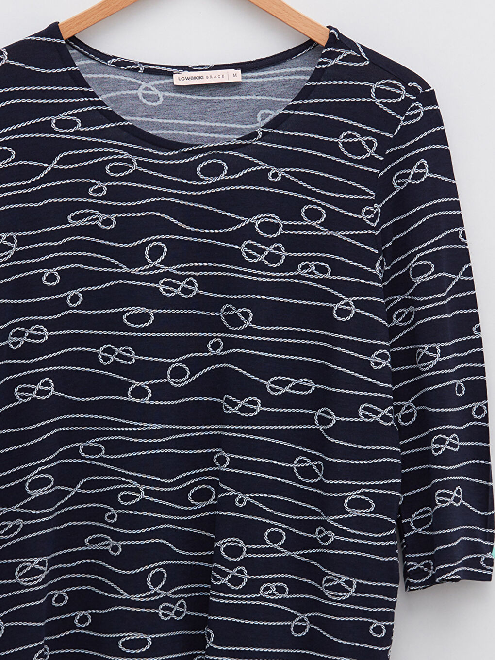Tricou din Bumbac Pieptănat cu Model Guler Rotund pentru Femei-7