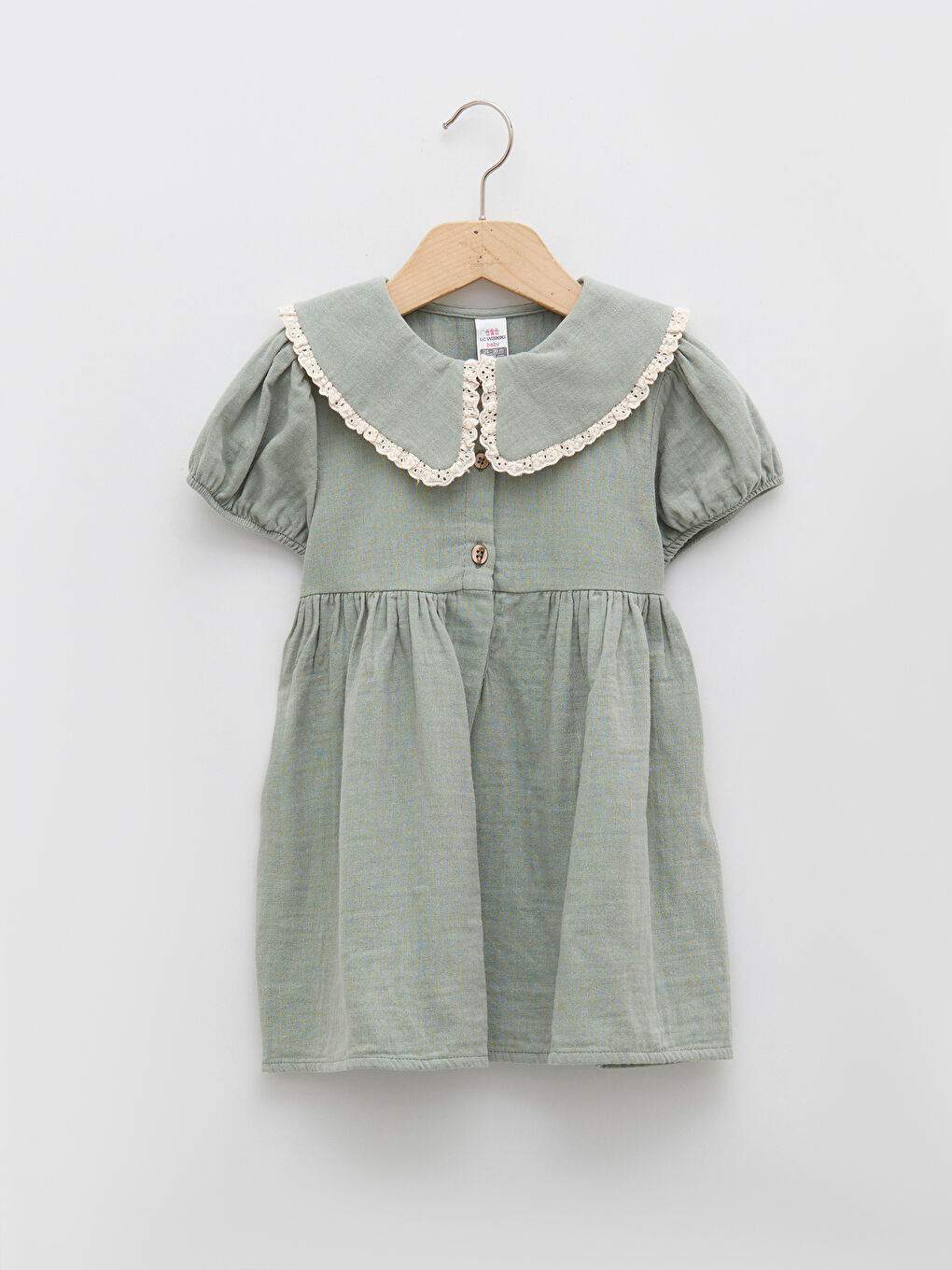 LCW baby Bebe Yaka Kısa Kollu Kız Bebek Elbise -S2CM85Z1-S2X