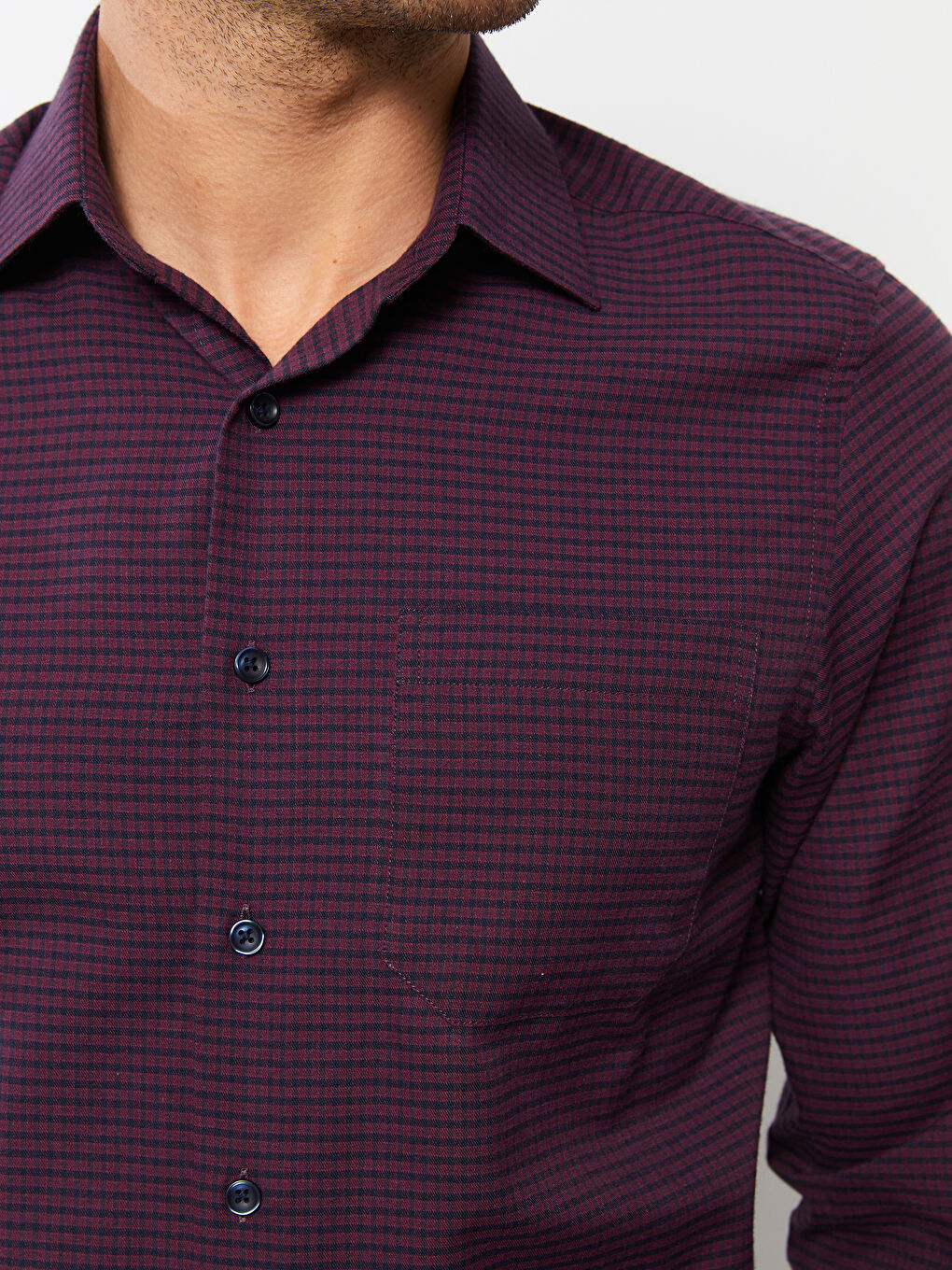 Bordo Regular Fit Uzun Kollu Gabardin Erkek Gömlek-3