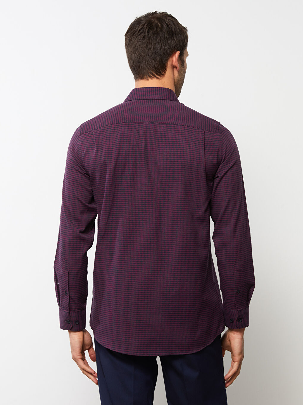 Bordo Regular Fit Uzun Kollu Gabardin Erkek Gömlek-4