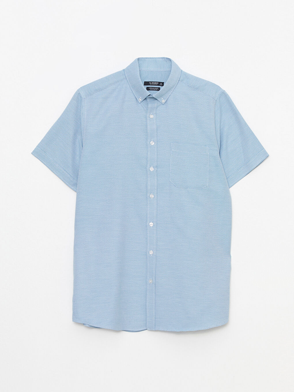 قميص رجالي بكم قصير بقماش دوبي بقصة عادية-5