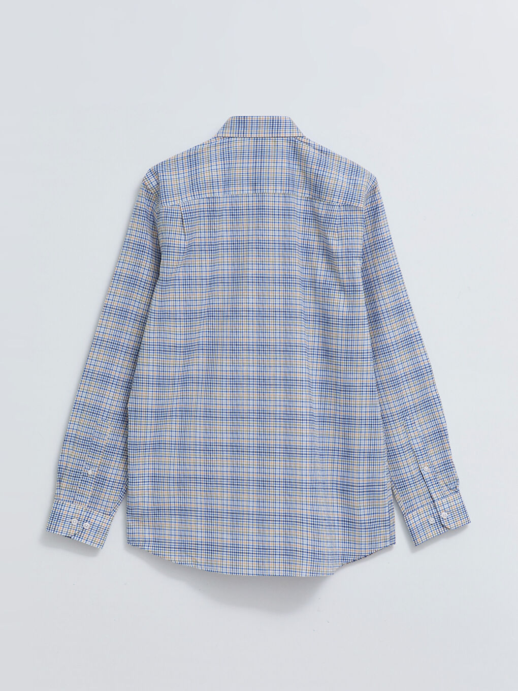 Turuncu Regular Fit Uzun Kollu Ekose Gabardin Erkek Gömlek-8