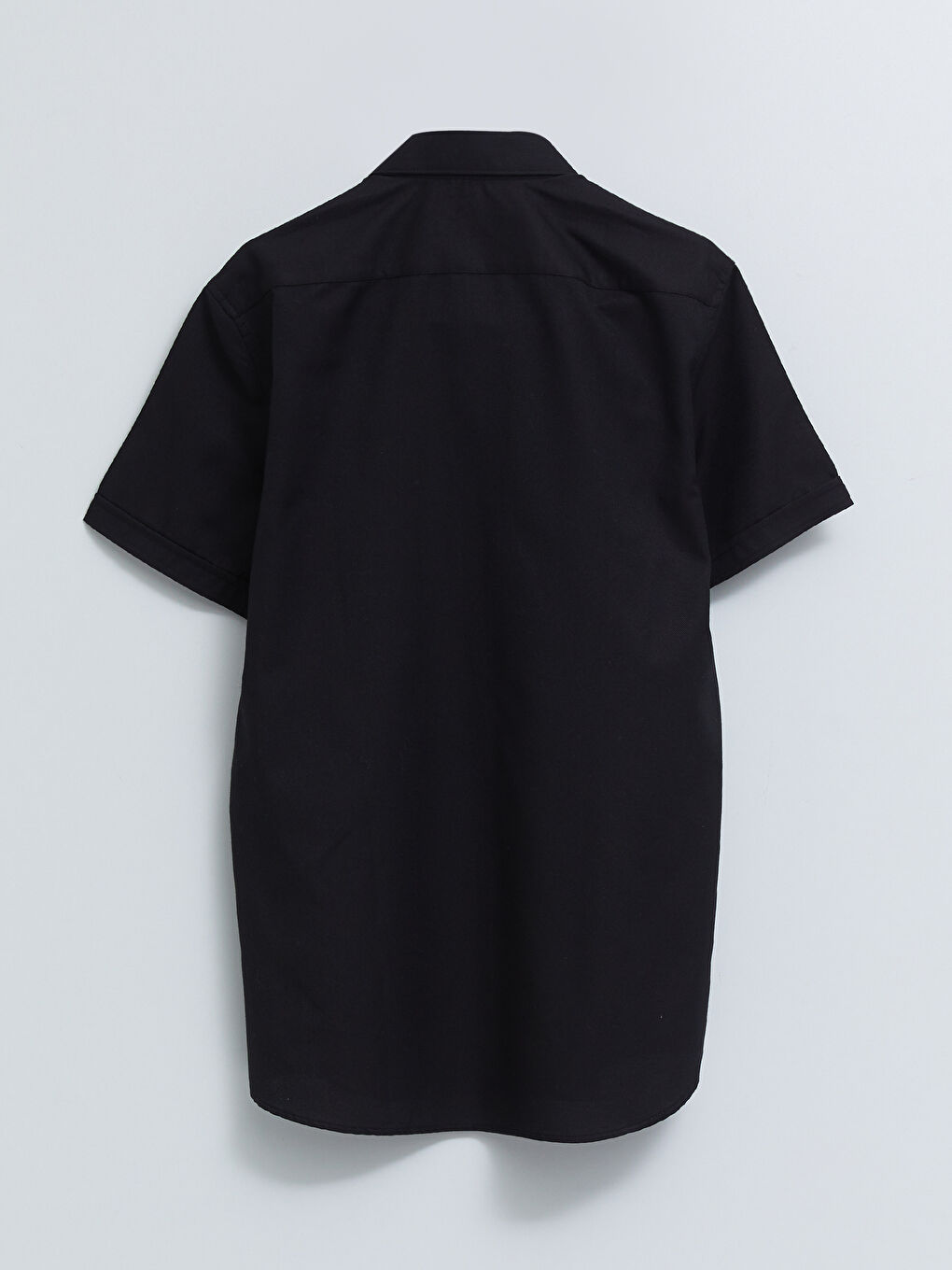 Siyah Slim Fit Kısa Kollu Oxford Erkek Gömlek-5