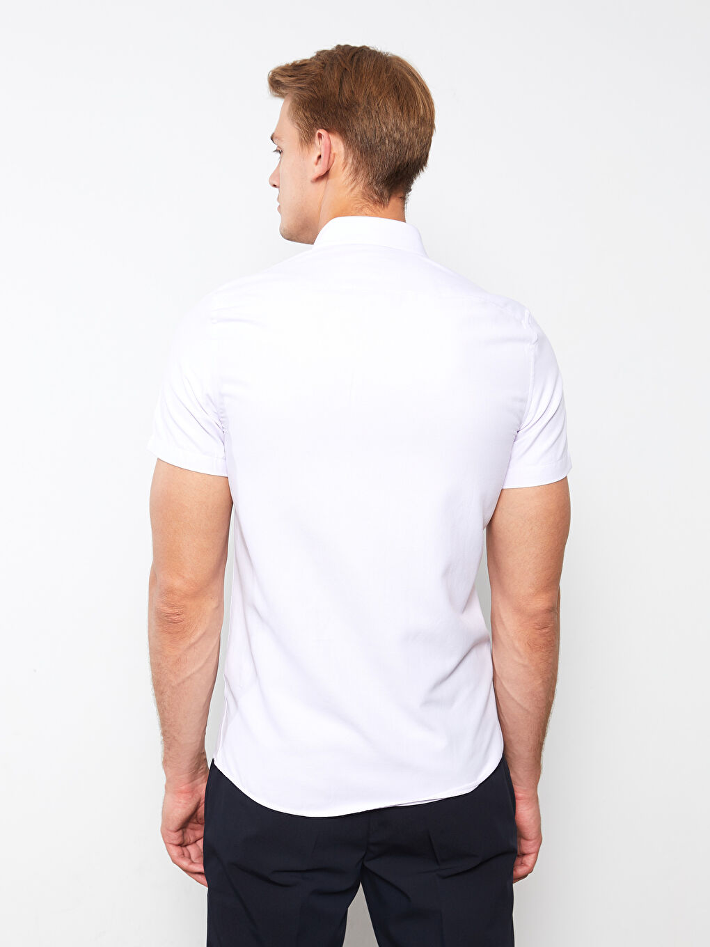 Slim Fit Short Sleeve Oxford Men Shirt-4