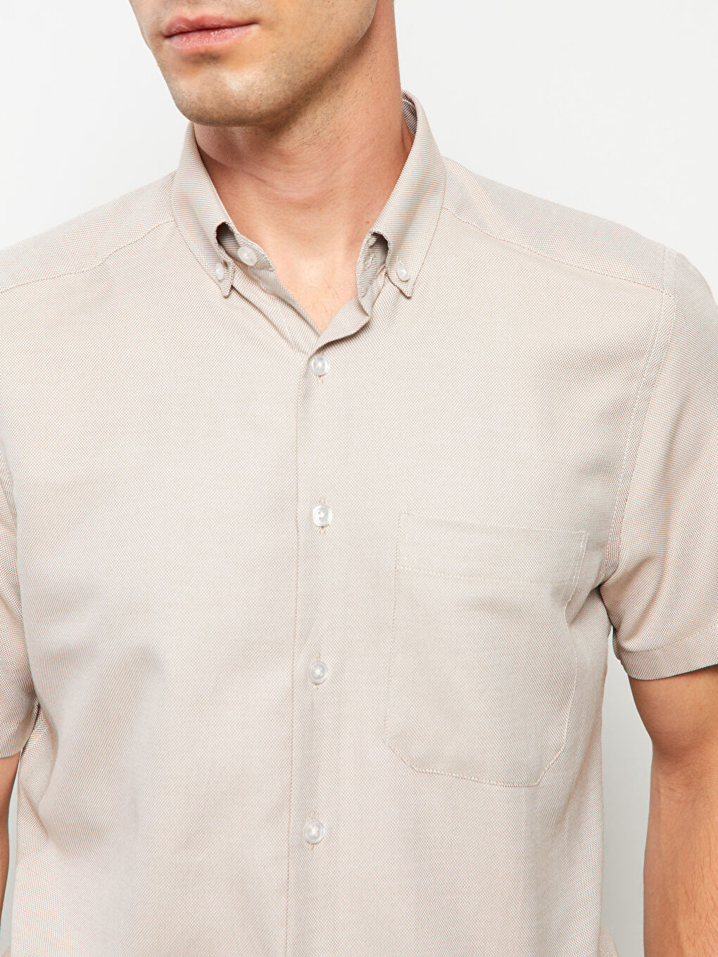 Slim Fit Short Sleeve Oxford Men Shirt-3