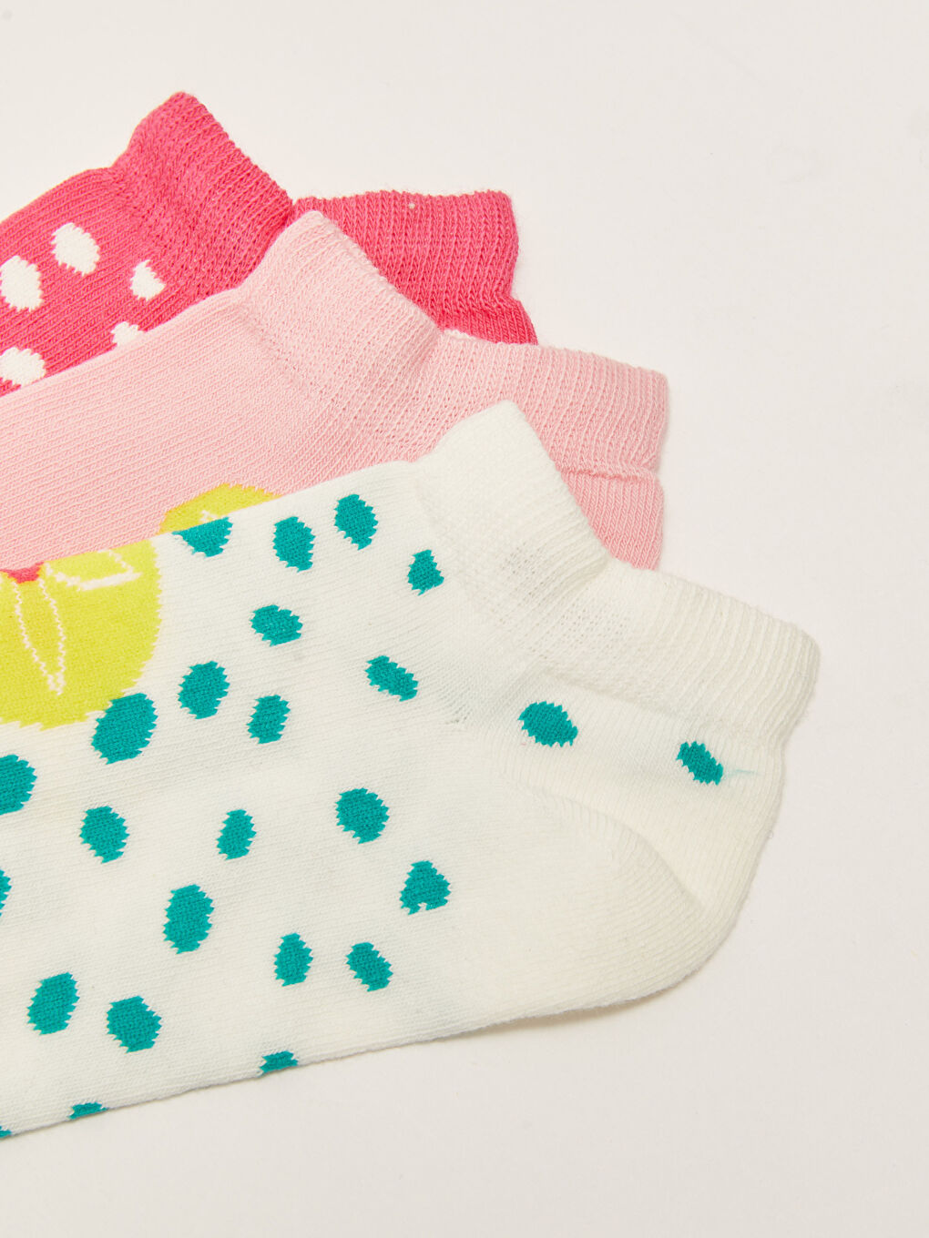 Pembe Desenli Kadın Patik Çorap 3'lü-2
